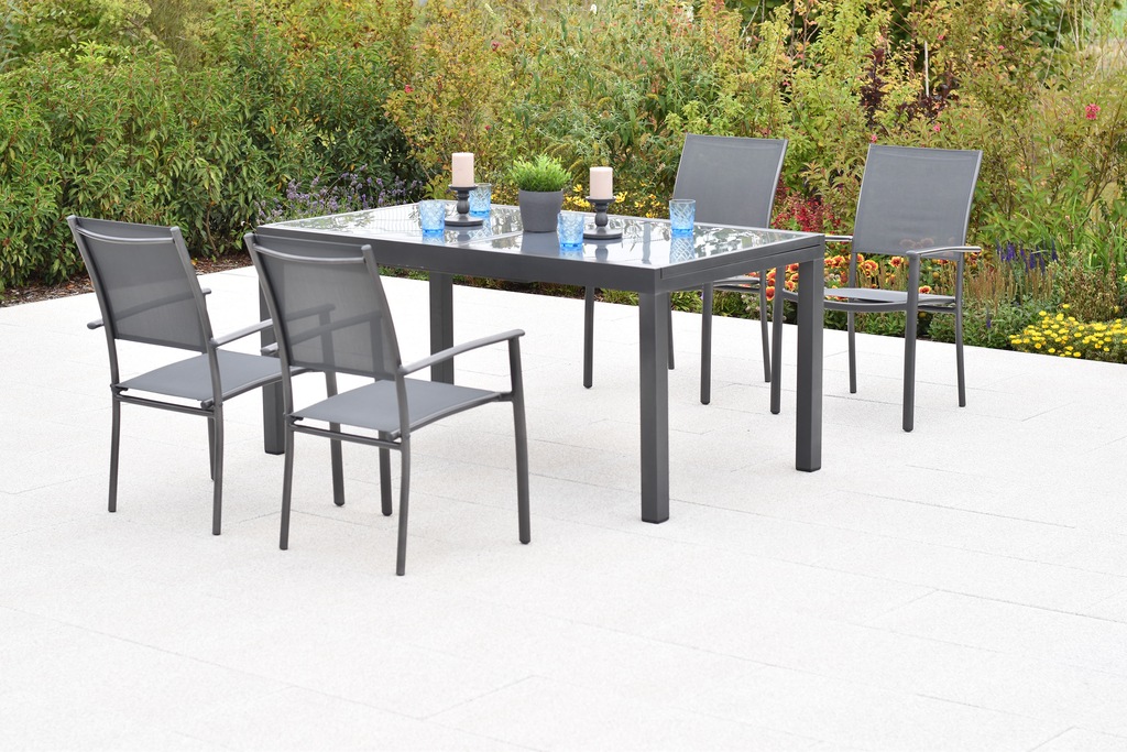 MERXX Garten-Essgruppe ""Milano"", (Set, 5 tlg.), Sessel stapelbar, Tisch a günstig online kaufen