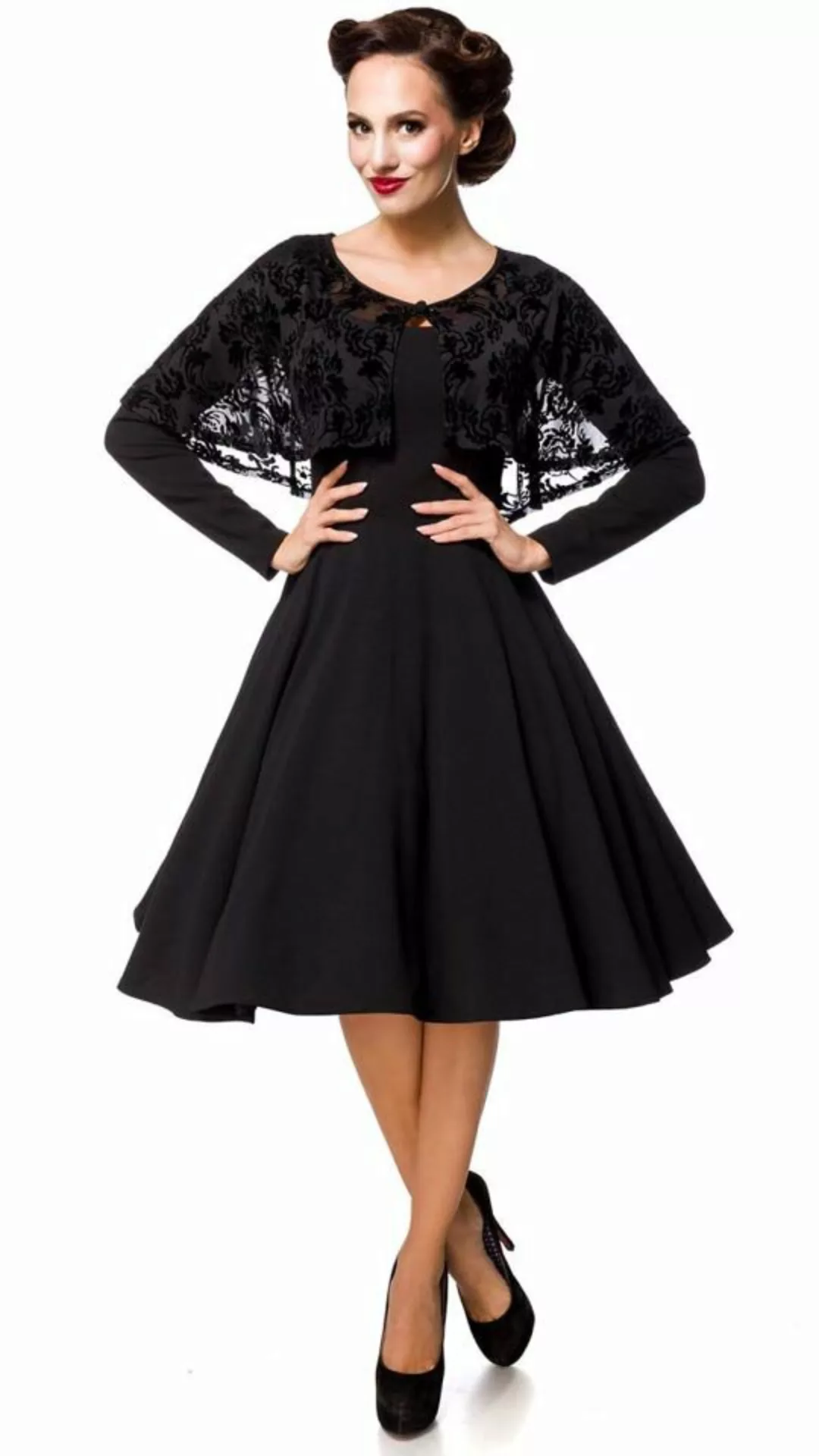 Retrokleid mit floralem Cape günstig online kaufen