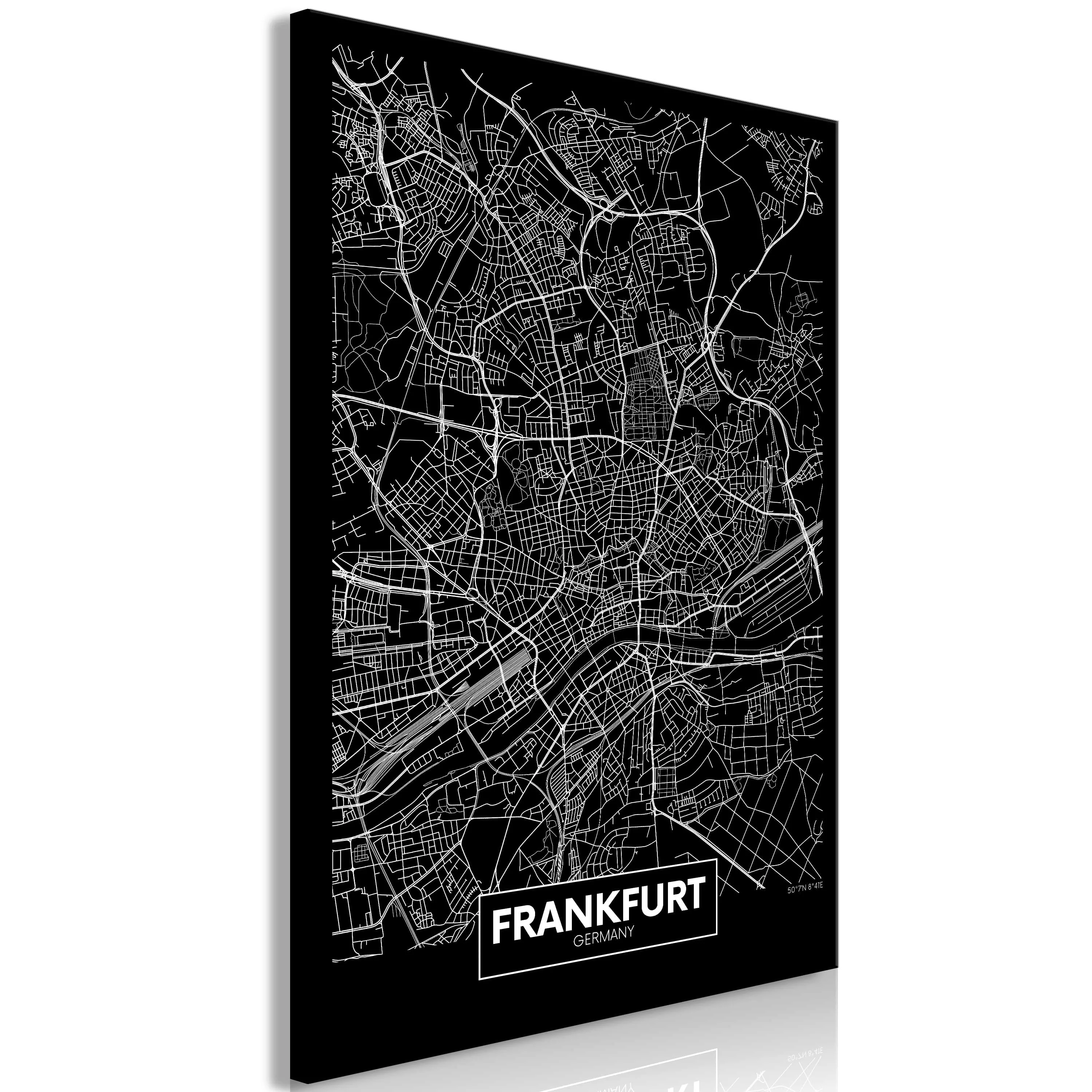 Wandbild - Dark Map of Frankfurt (1 Part) Vertical günstig online kaufen