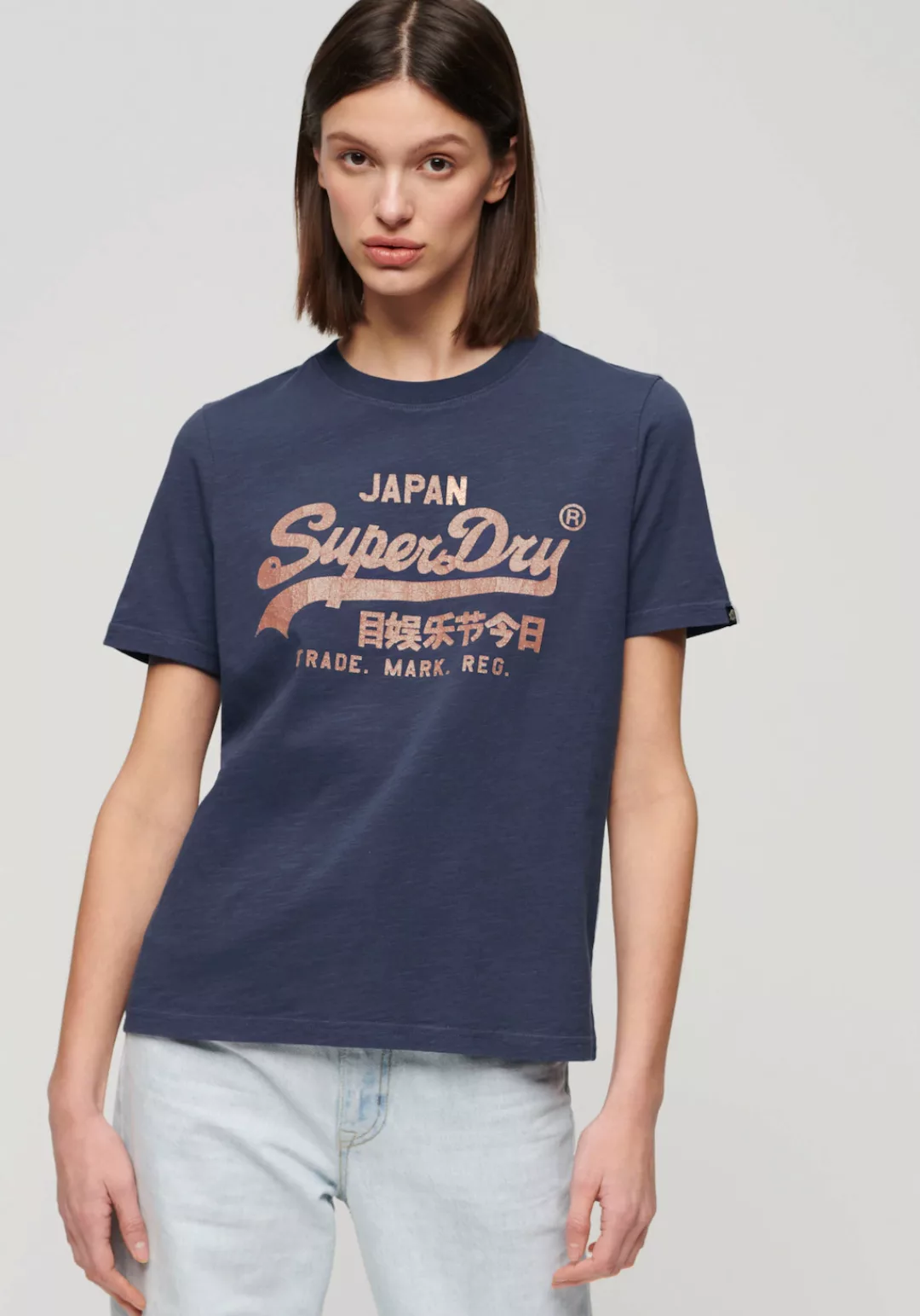 Superdry T-Shirt METALLIC VL RELAXED T SHIRT Print-Shirt mit glitzerndem Lo günstig online kaufen