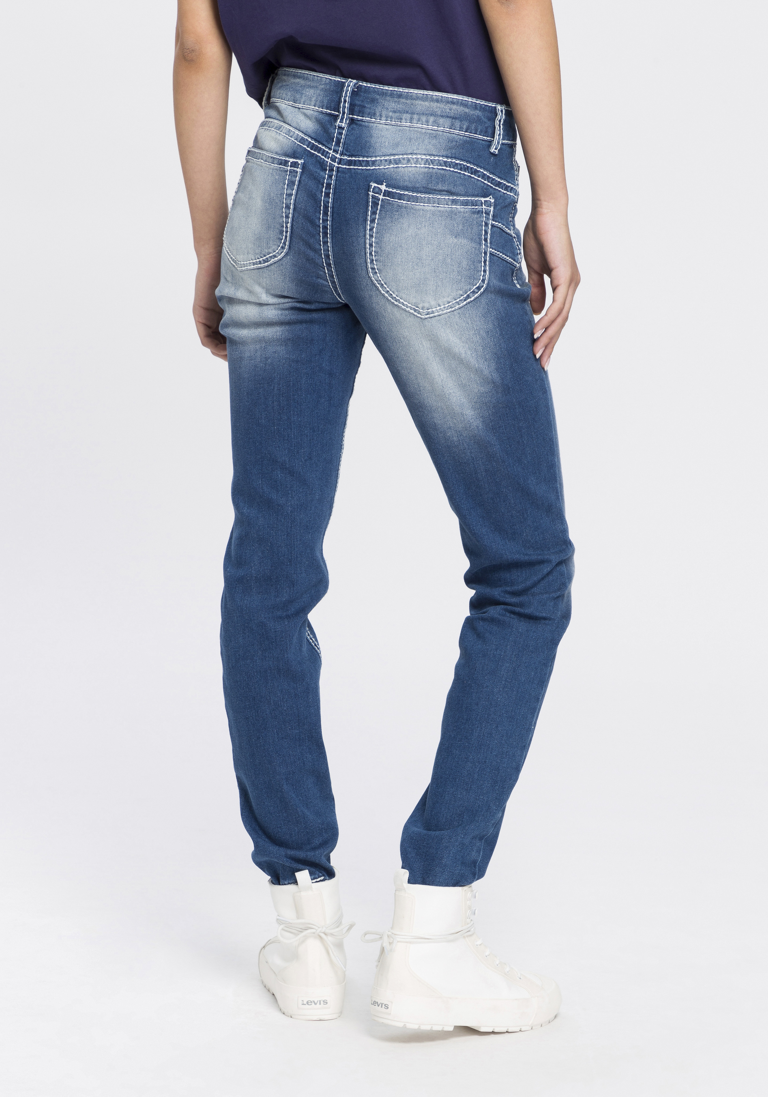 Arizona Slim-fit-Jeans "Heavy Washed - Shaping", Mid Waist günstig online kaufen