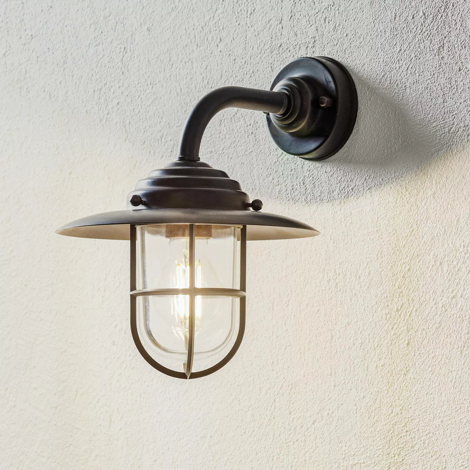 Außenwandlampe Chalet Gitter Messing brüniert klar günstig online kaufen