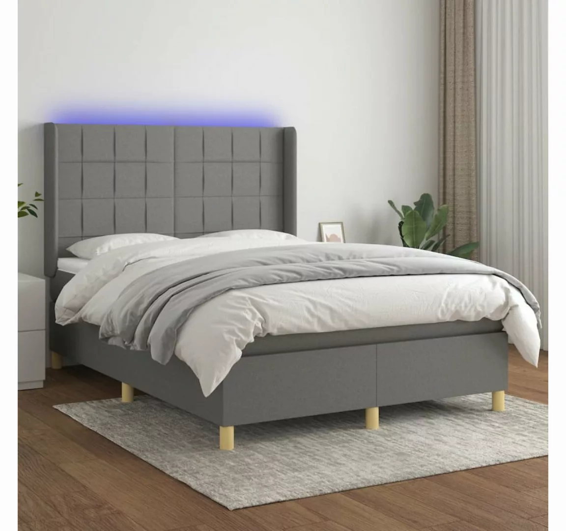 vidaXL Boxspringbett Bett Boxspringbett mit Matratze und LED Stoff (140 x 1 günstig online kaufen