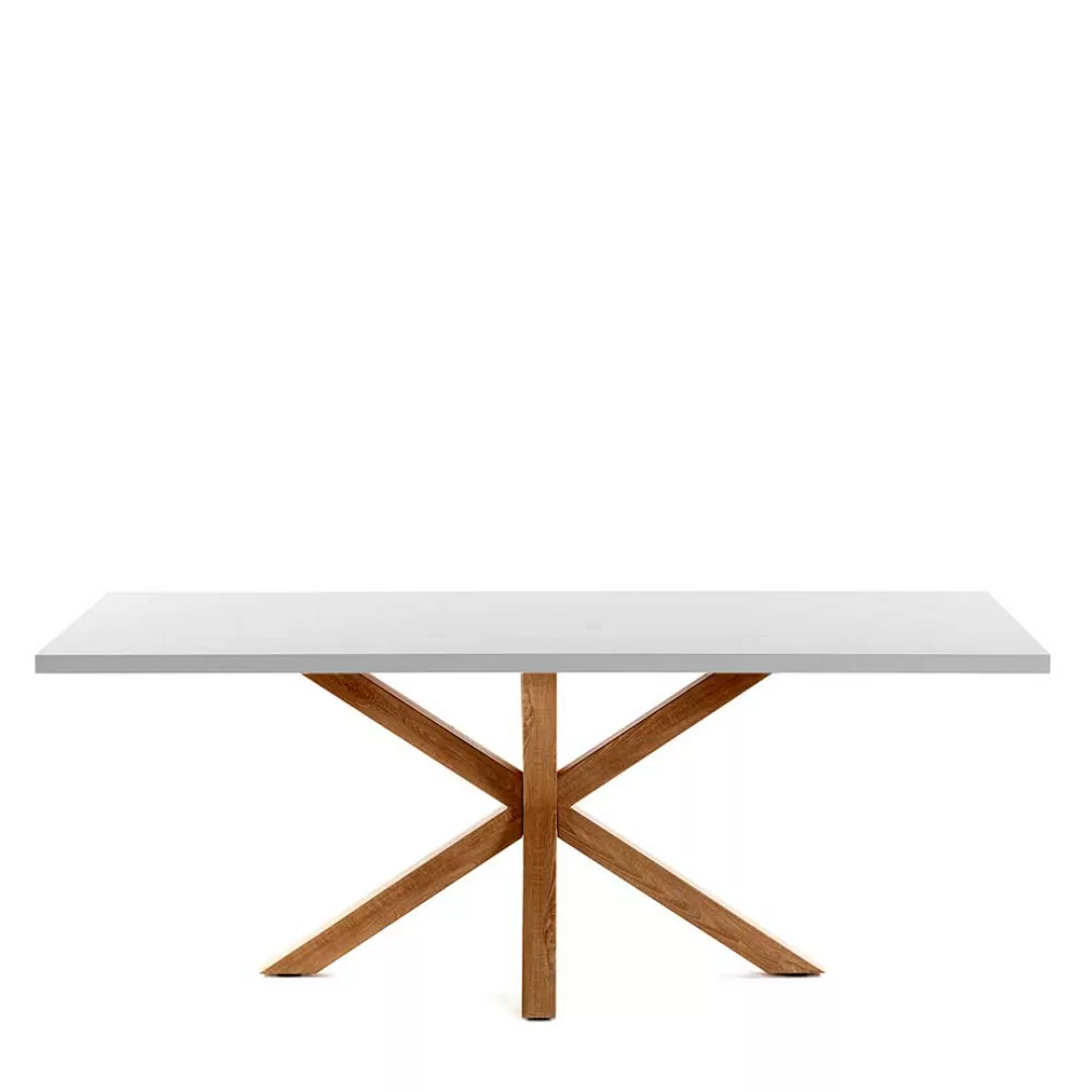 Tisch Esszimmer mit weißer Platte Gestell in Holzoptik günstig online kaufen