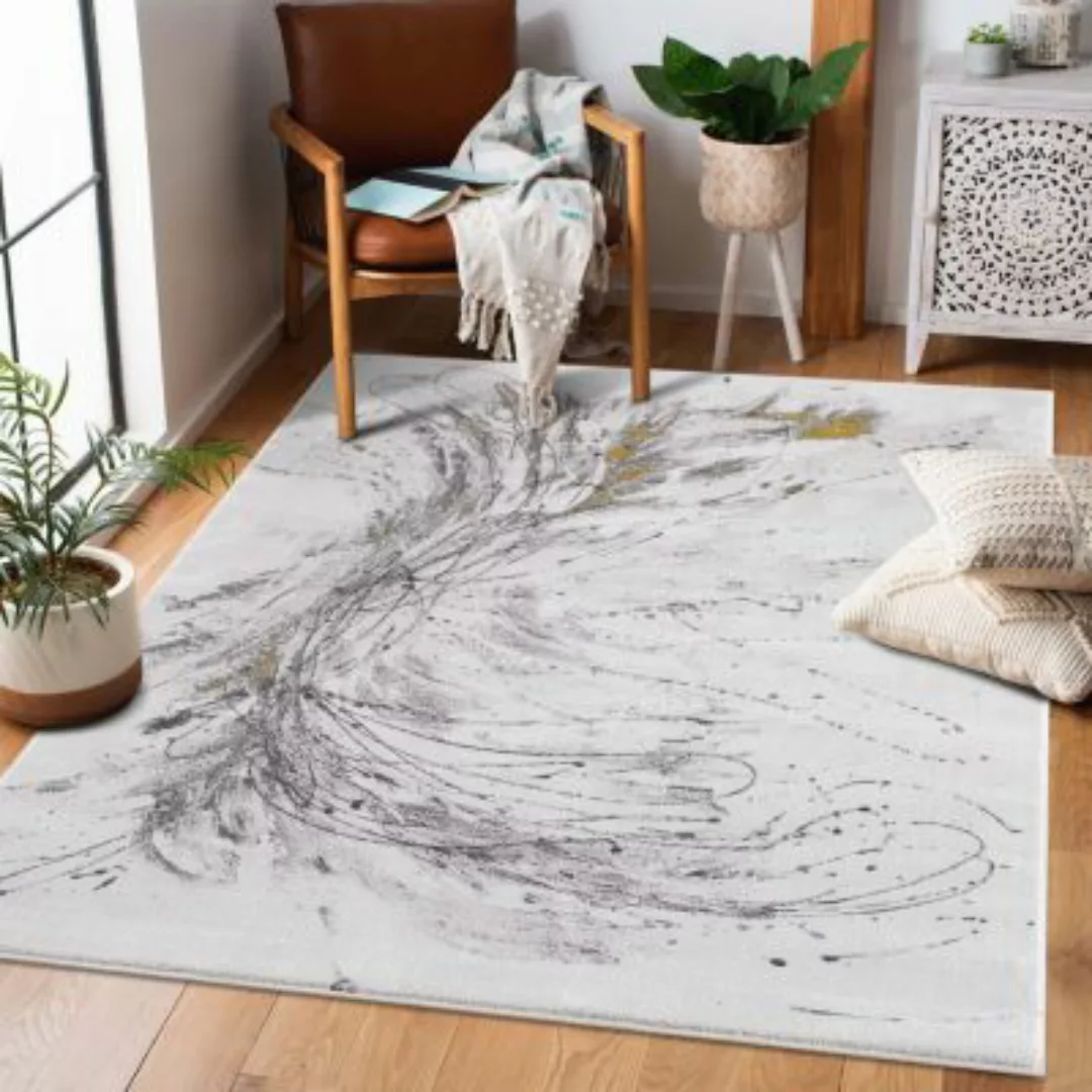 carpet city® Teppich Kurzflor Modern Wohnzimmer - Grau, Golden - Meliert Ab günstig online kaufen