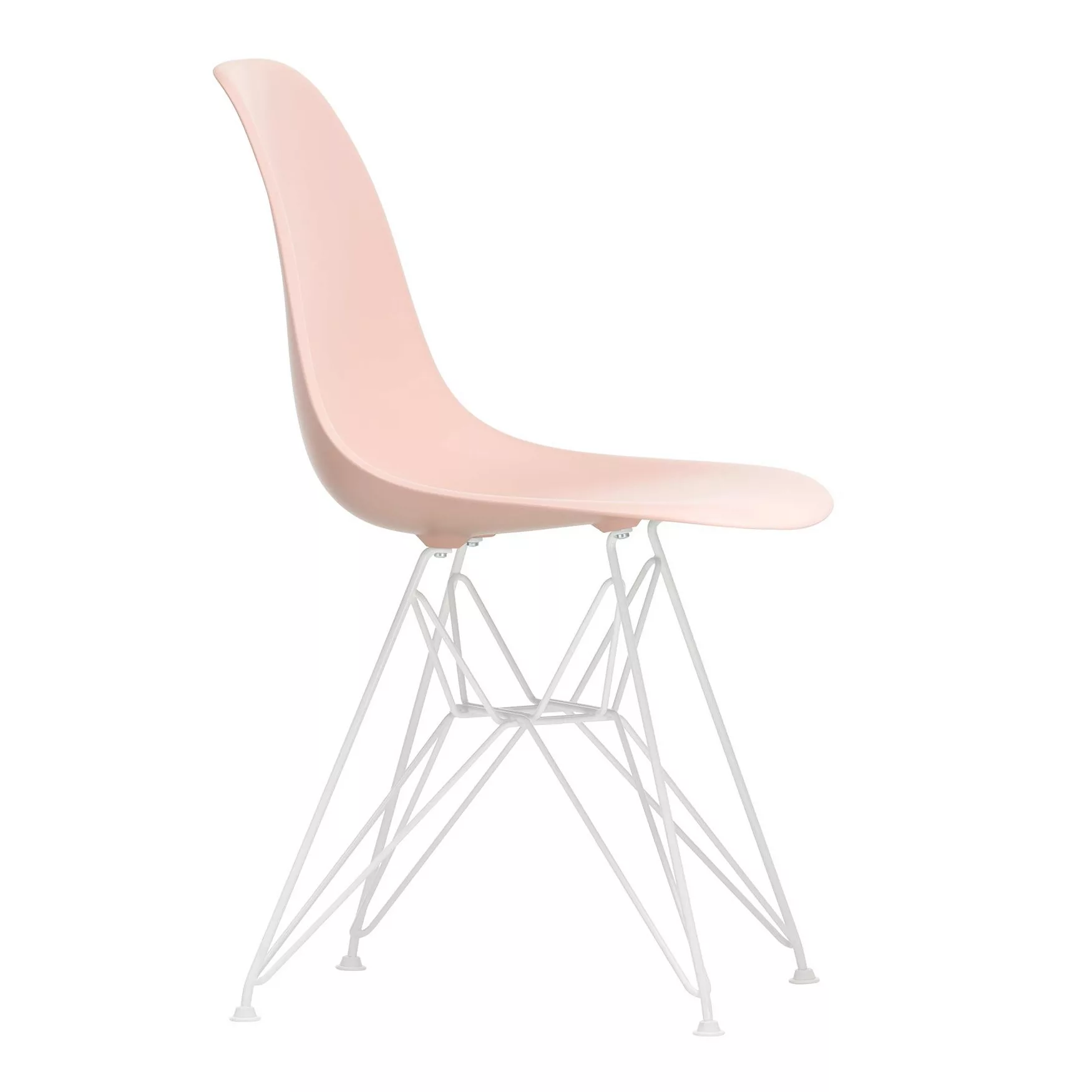 Vitra - Eames Plastic Side Chair DSR Gestell weiß - blassrosa/Sitzschale Po günstig online kaufen