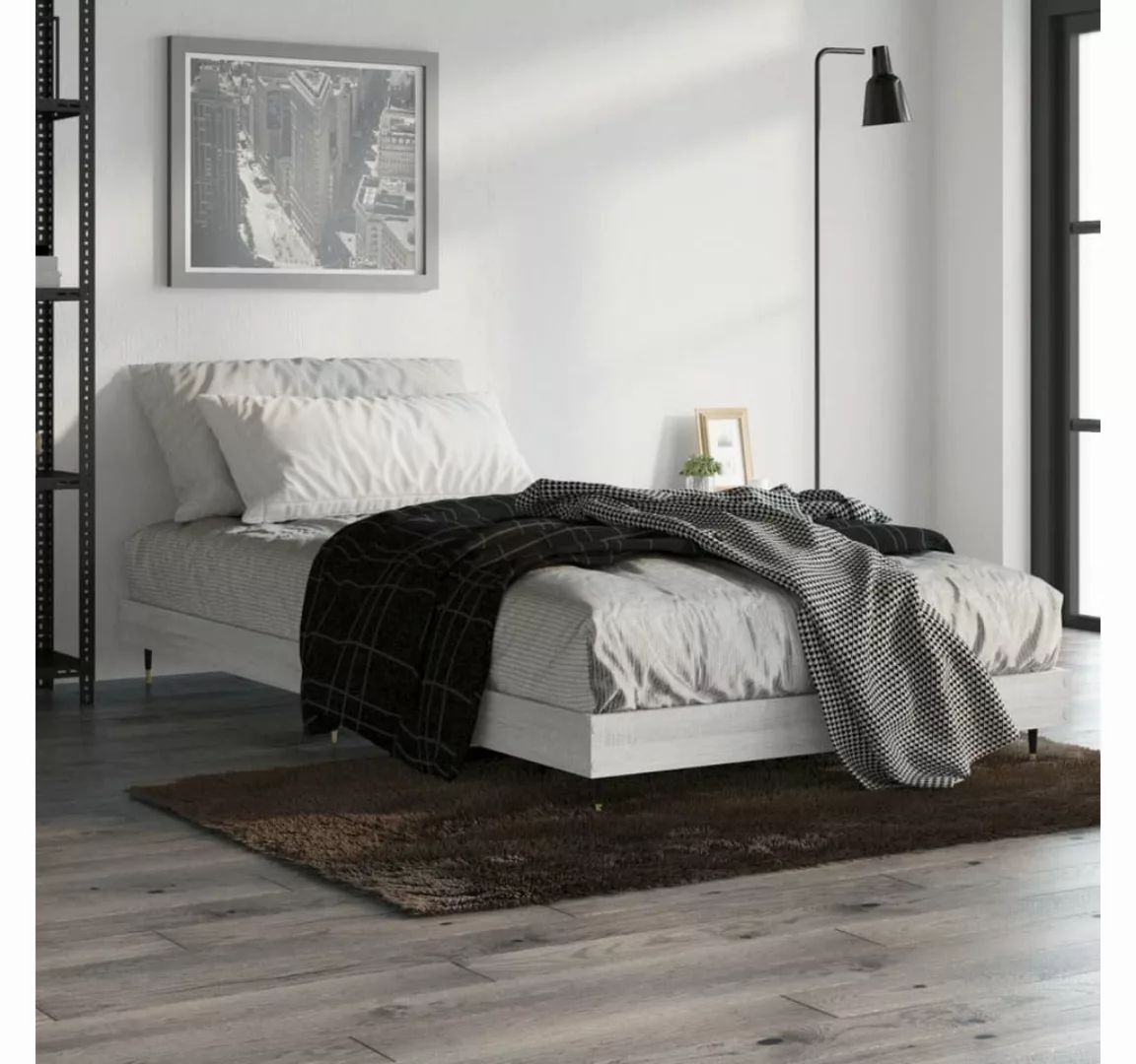 furnicato Bett Bettgestell Grau Sonoma 90x200 cm Holzwerkstoff günstig online kaufen