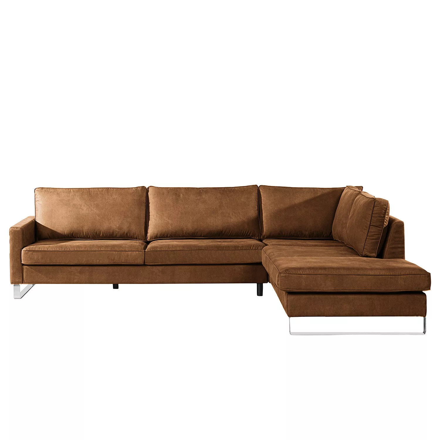 home24 Ridgevalley Ecksofa Radon II Nougat Microfaser 295x85x230 cm günstig online kaufen