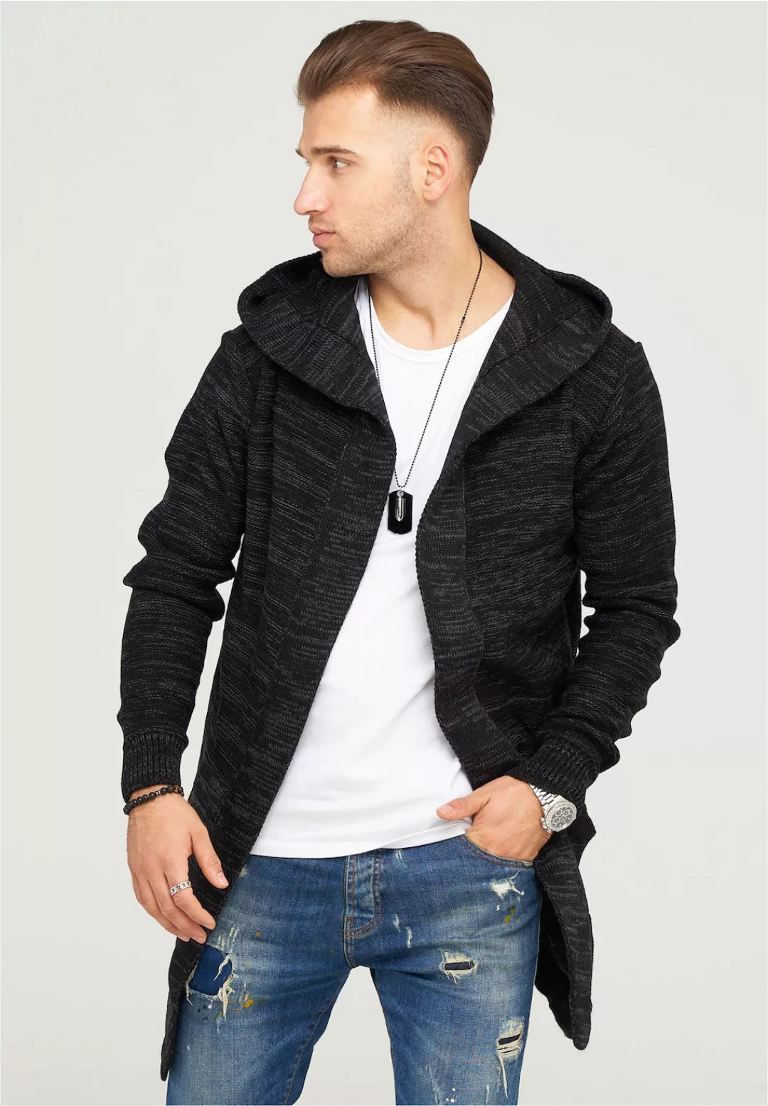 behype Strickjacke "ELIJA", mit gemütlicher Kapuze günstig online kaufen