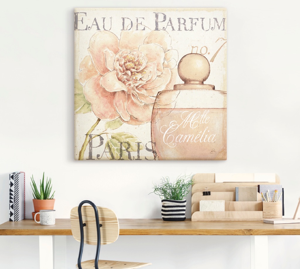 Artland Leinwandbild »Blumen und Parfum II«, Schilder, (1 St.), auf Keilrah günstig online kaufen