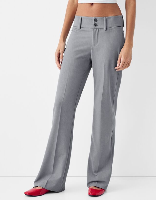 Bershka Tailoring-Schlaghose Damen 42 Grau günstig online kaufen