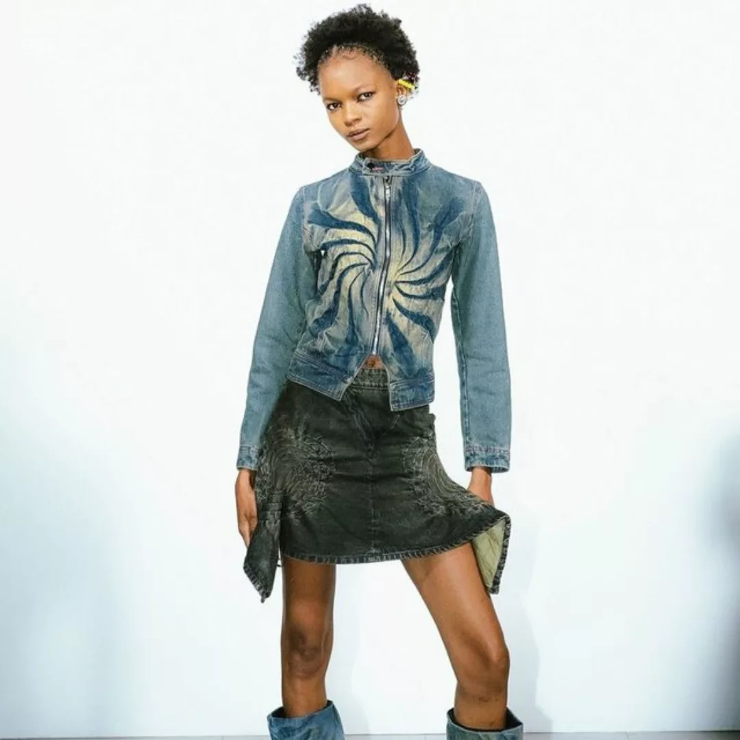 KIKI Cardigan Jeansjacke im Retro-Stil für Damen dünne Slim-Fit-Reißverschl günstig online kaufen