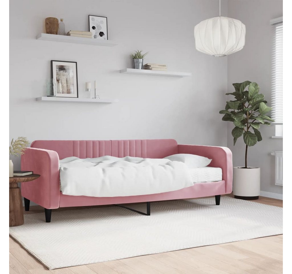 vidaXL Gästebett Gästebett Tagesbett mit Matratze Rosa 100x200 cm Samt Bett günstig online kaufen