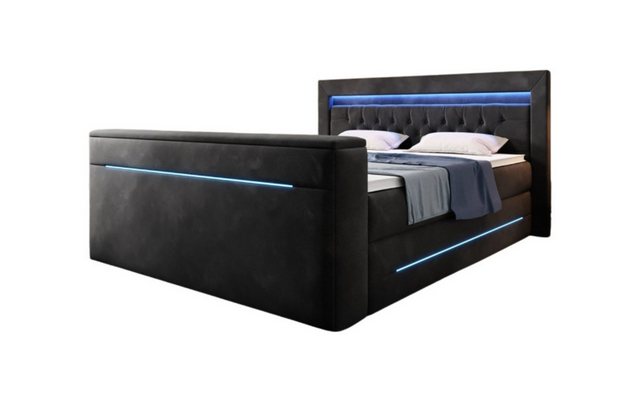 Luxusbetten24 Boxspringbett Pluto, mit TV Lift, RGB-Beleuchtung und Staurau günstig online kaufen