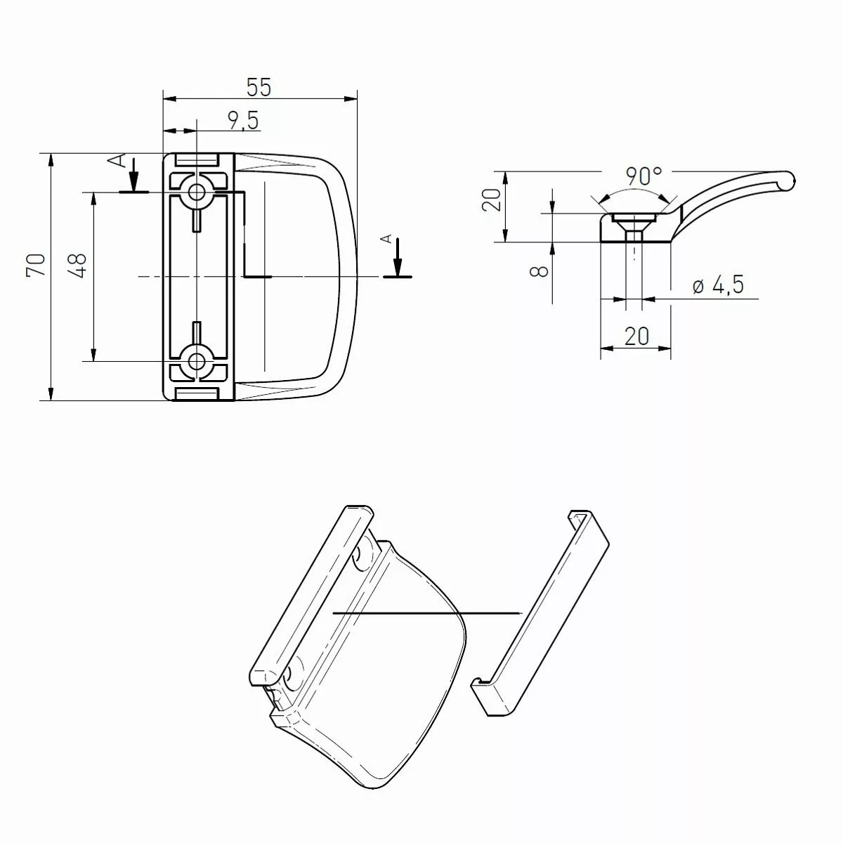 MS Beschläge Fenstergriff Kunststoff Balkontürgriff Silber günstig online kaufen