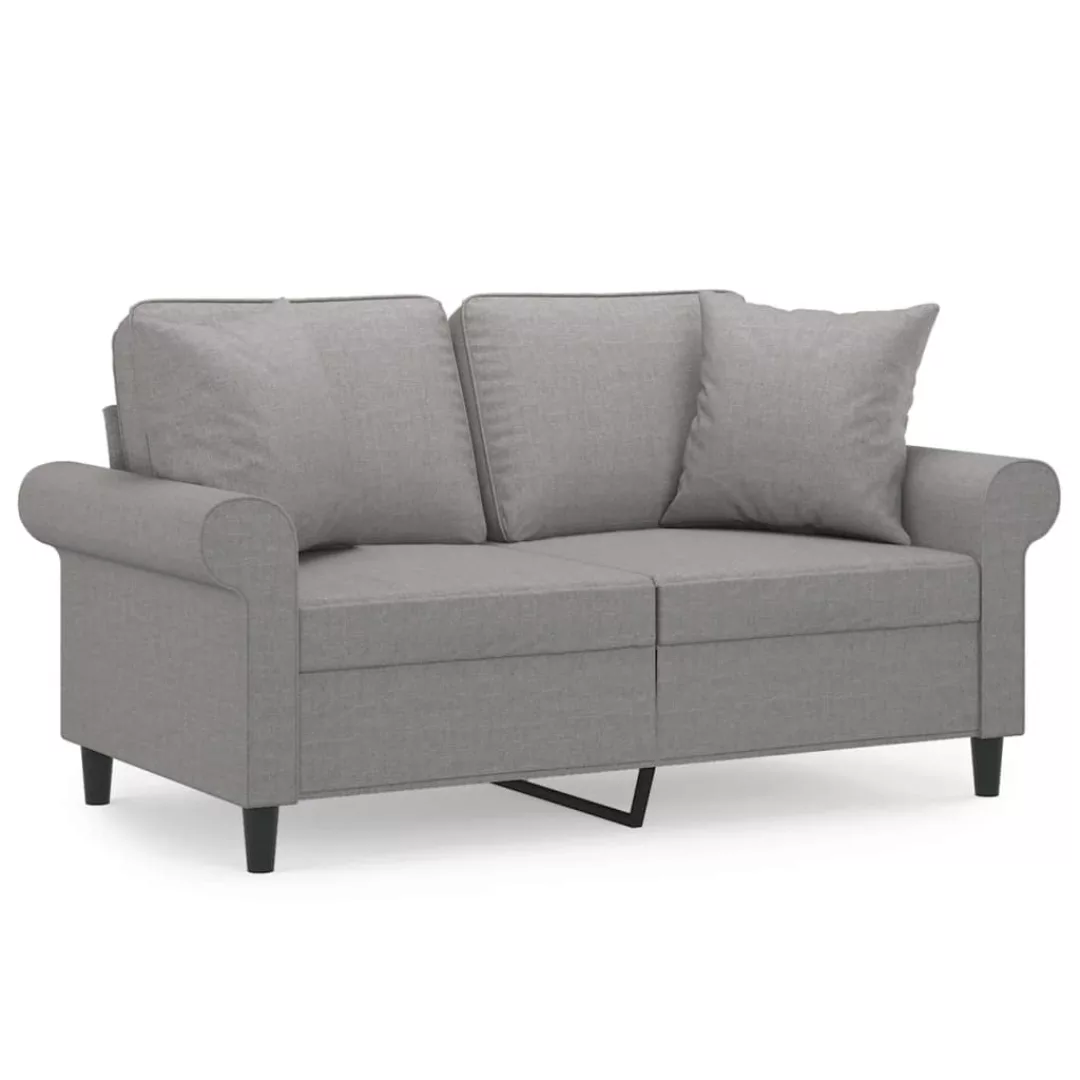 Vidaxl 2-sitzer-sofa Mit Kissen Hellgrau 120 Cm Stoff günstig online kaufen