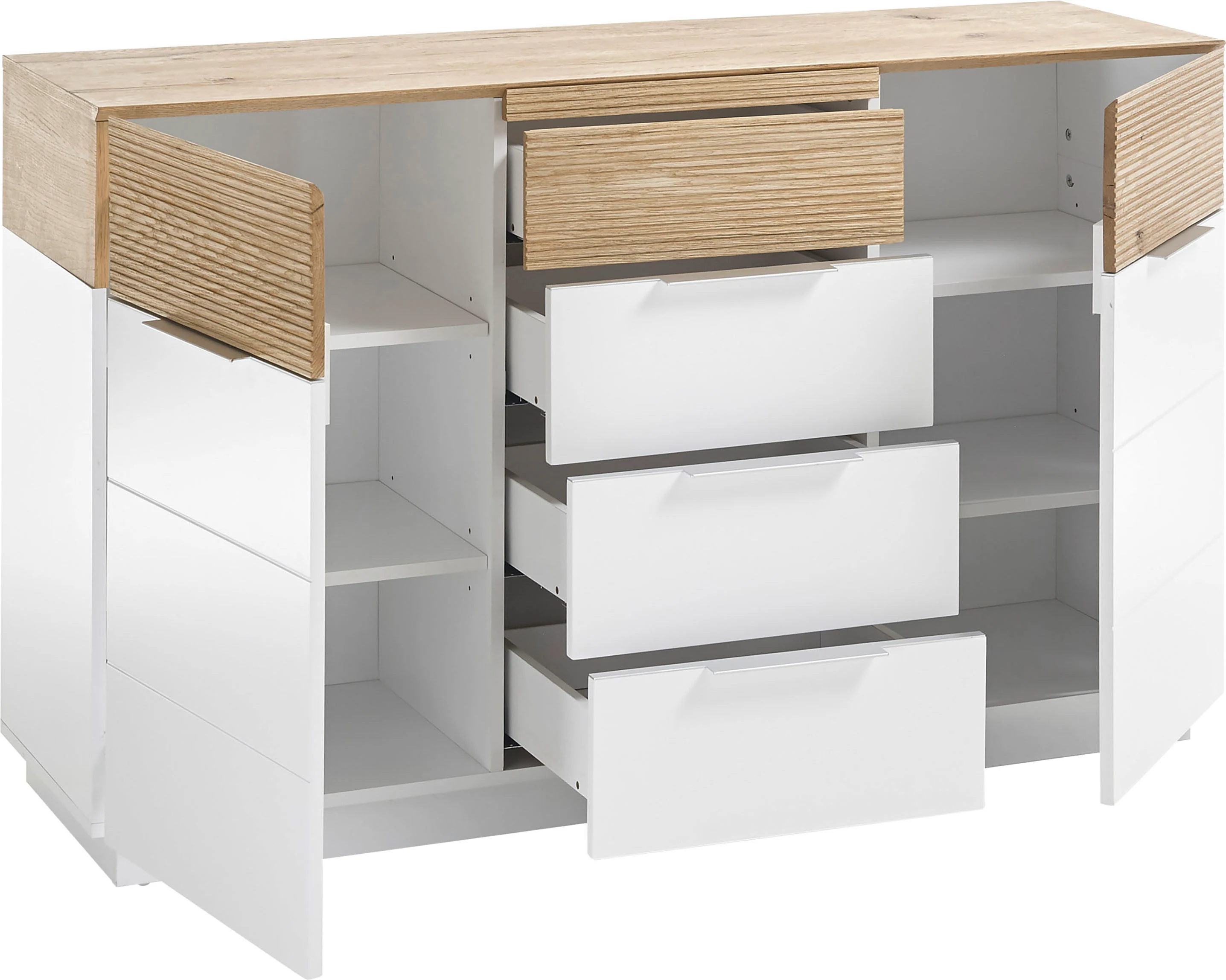 MCA furniture Sideboard "Dubai", weiß Matt mit Absetzungen in Eiche günstig online kaufen