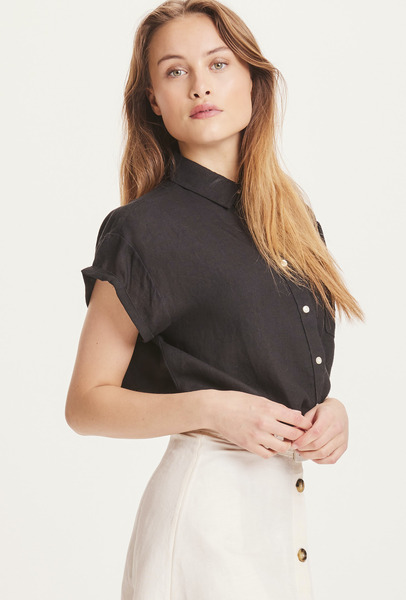 Leinenbluse - Aster Fold Up Short Sleeve Linen Shirt - Aus Bio-leinen günstig online kaufen