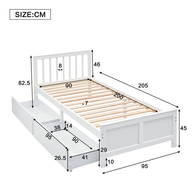 Nebelmeer Bettgestell Holzbett, Einzelbett, Jugendbett, Erwachsenenbett, mi günstig online kaufen