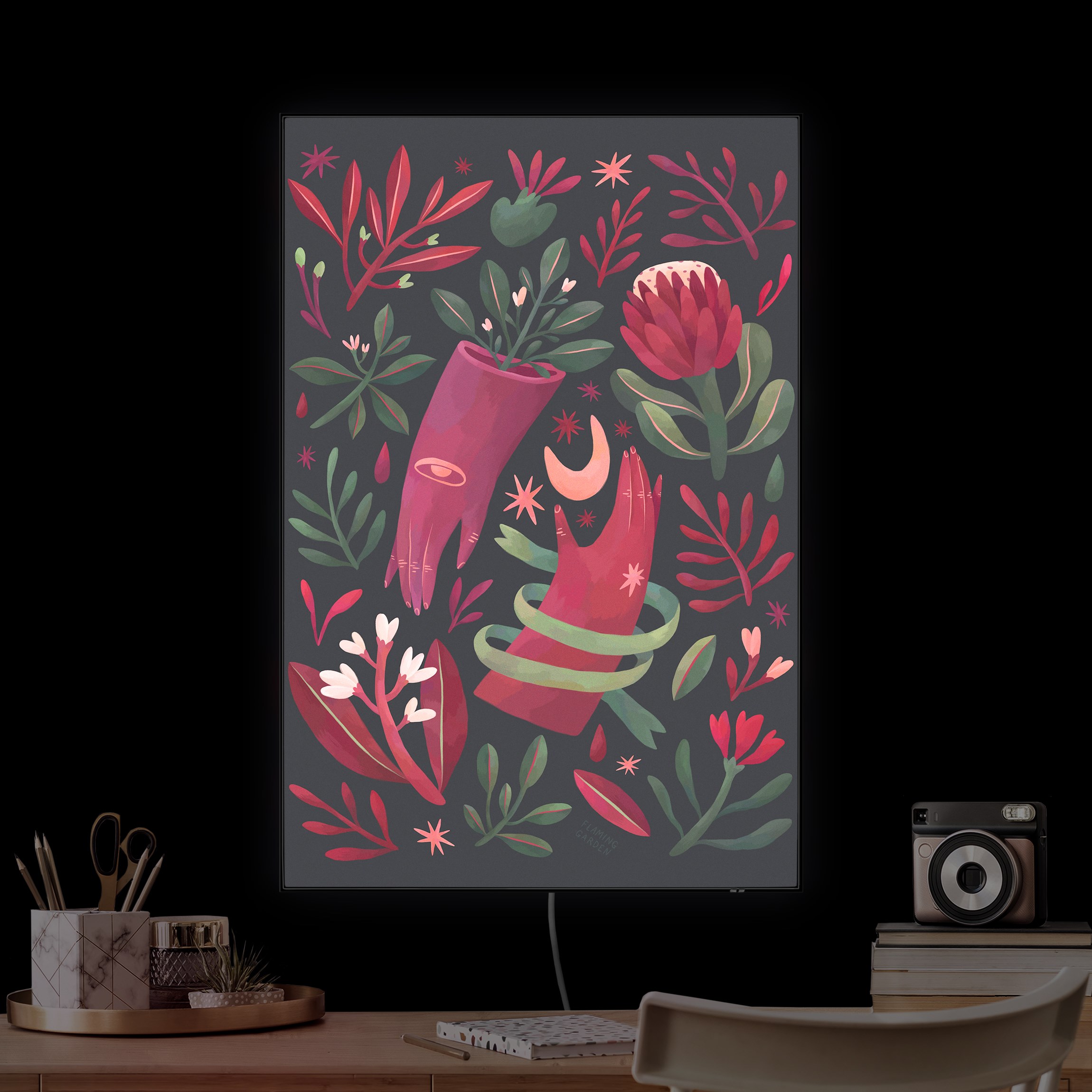 LED-Wechselbild Blumen um Mitternacht Illustration günstig online kaufen