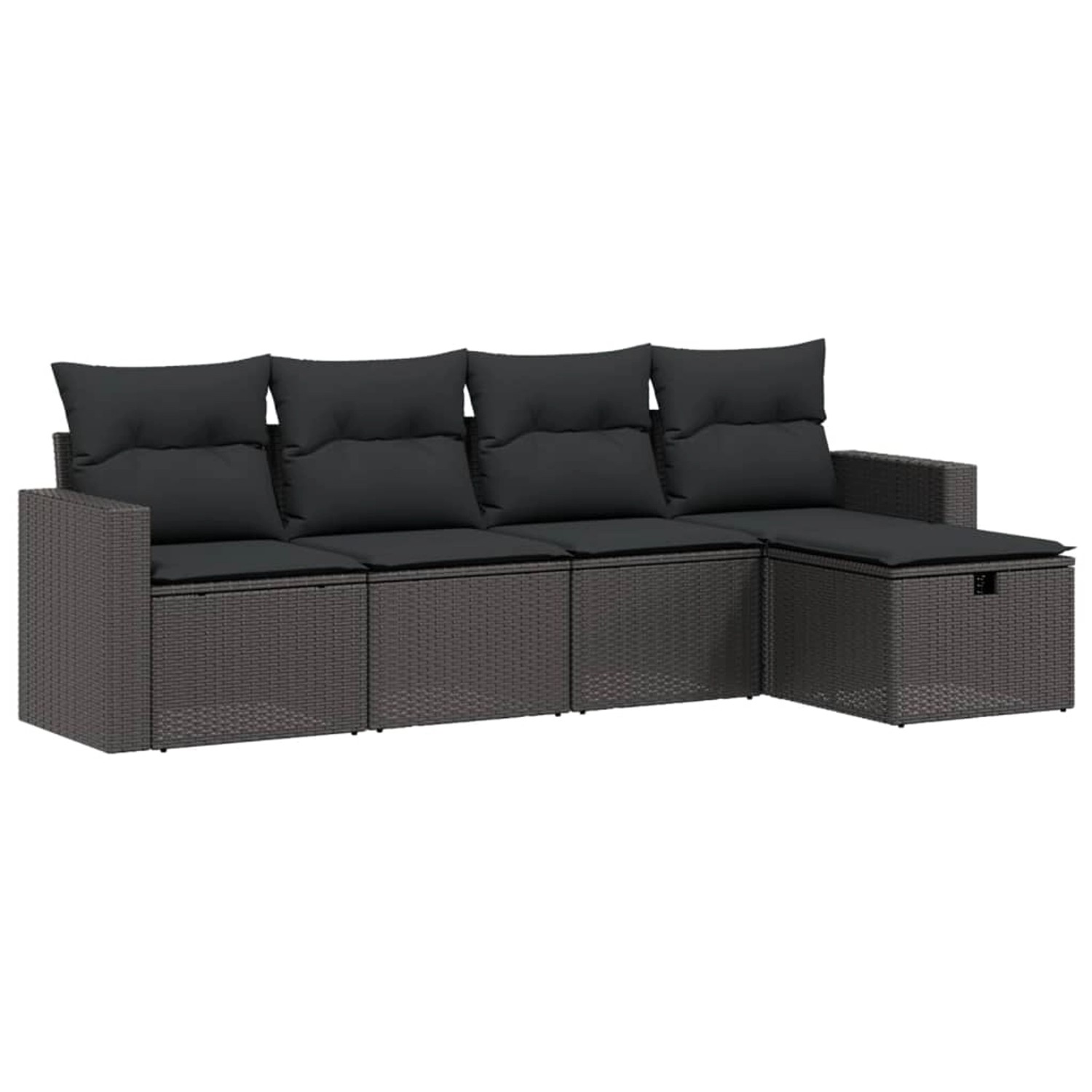 vidaXL 5-tlg Garten-Sofagarnitur mit Kissen Schwarz Poly Rattan Modell 98 günstig online kaufen