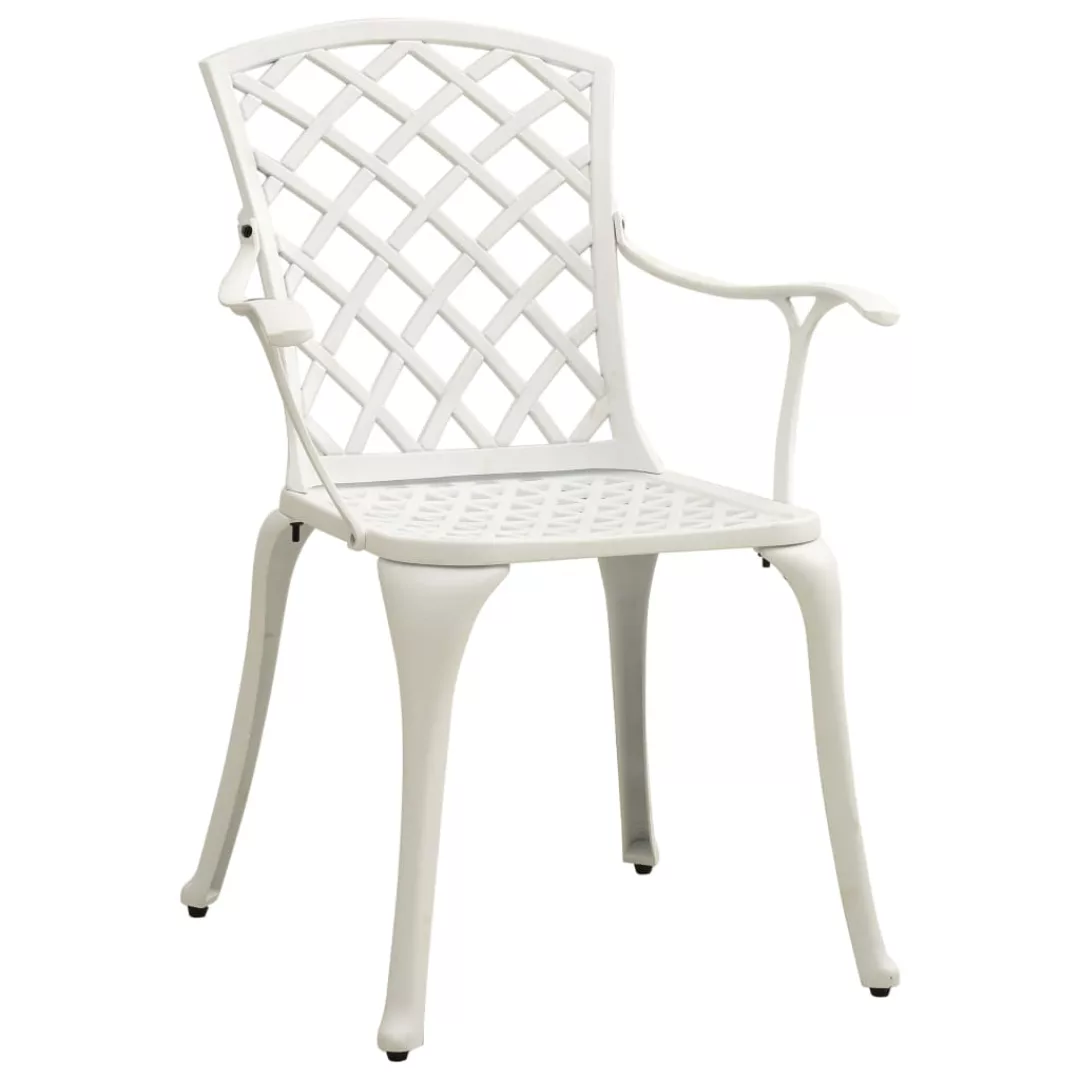 Gartenstühle 2 Stk. Aluminiumguss Weiß günstig online kaufen