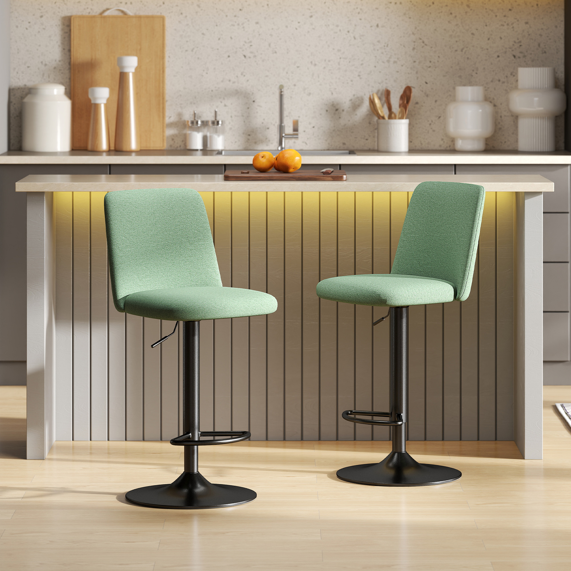 HOMCOM Set mit 2 Barhockern, drehbare Barhocker mit Höhenverstellung, Küche günstig online kaufen
