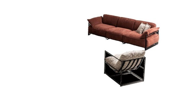 JVmoebel Sofa Luxuriöse Sofagarnitur 2x Viersitzer Designer Sessel Wohnzimm günstig online kaufen