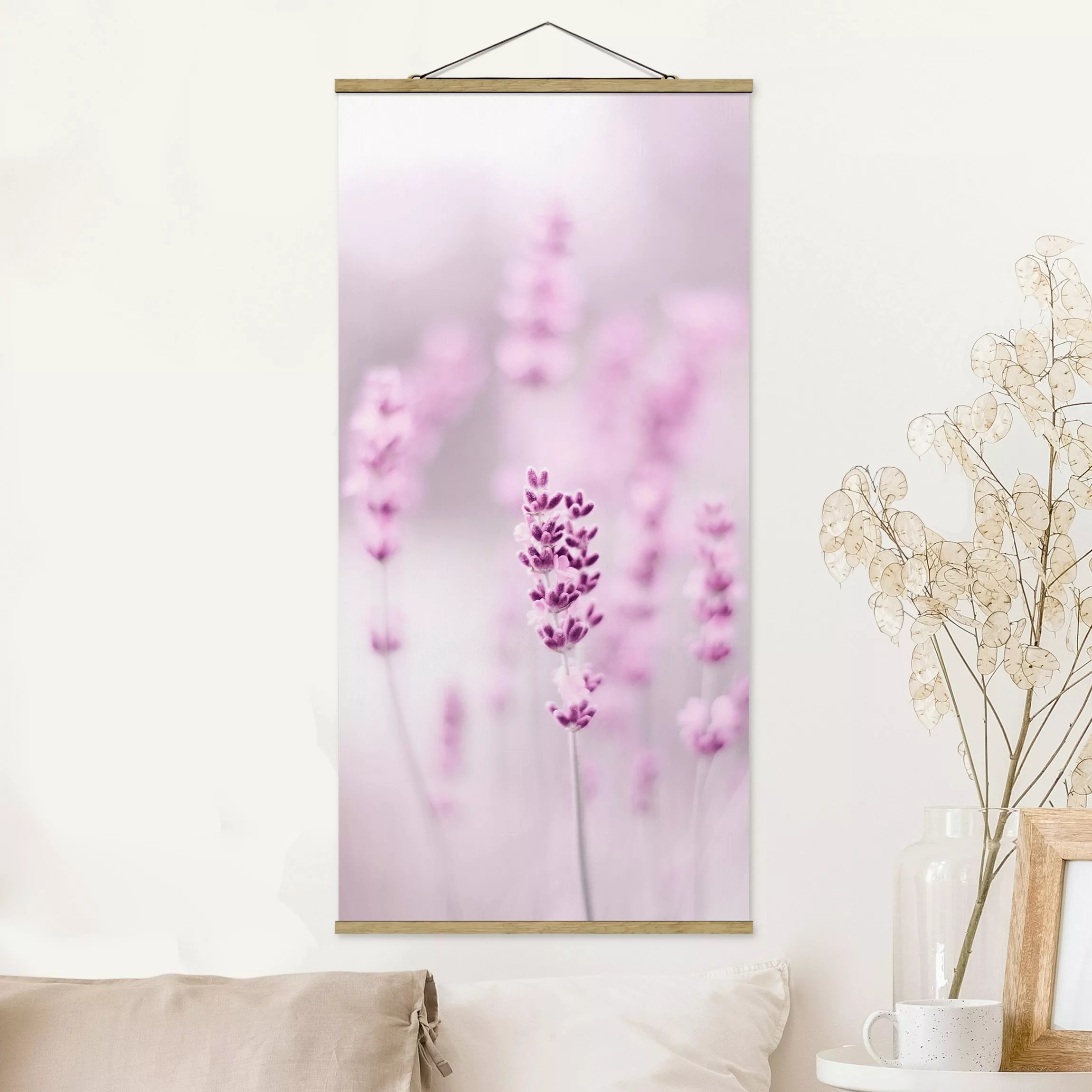 Stoffbild mit Posterleisten Zartvioletter Lavendel günstig online kaufen
