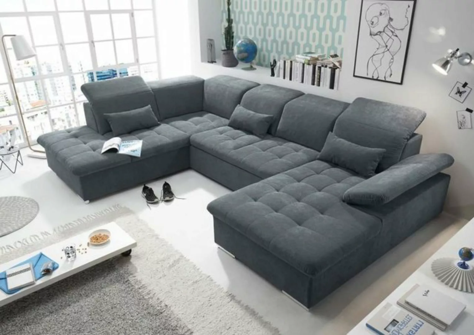 ED EXCITING DESIGN Wohnlandschaft, Wayne Wohnlandschaft 340x240 cm U-Sofa C günstig online kaufen