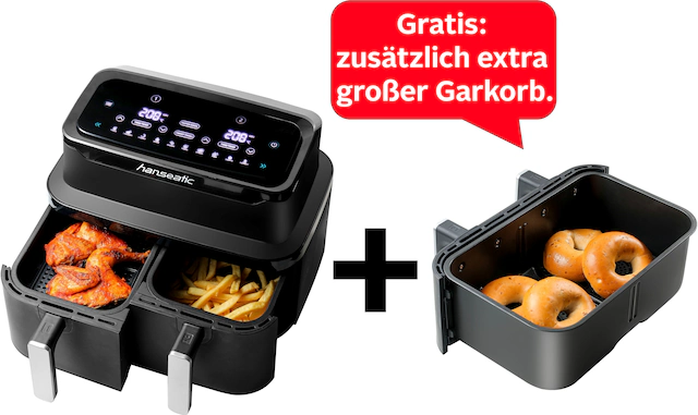 Hanseatic Heißluftfritteuse »HAF212600D 39156050 2in1«, 2600 W, XXL-Volumen günstig online kaufen