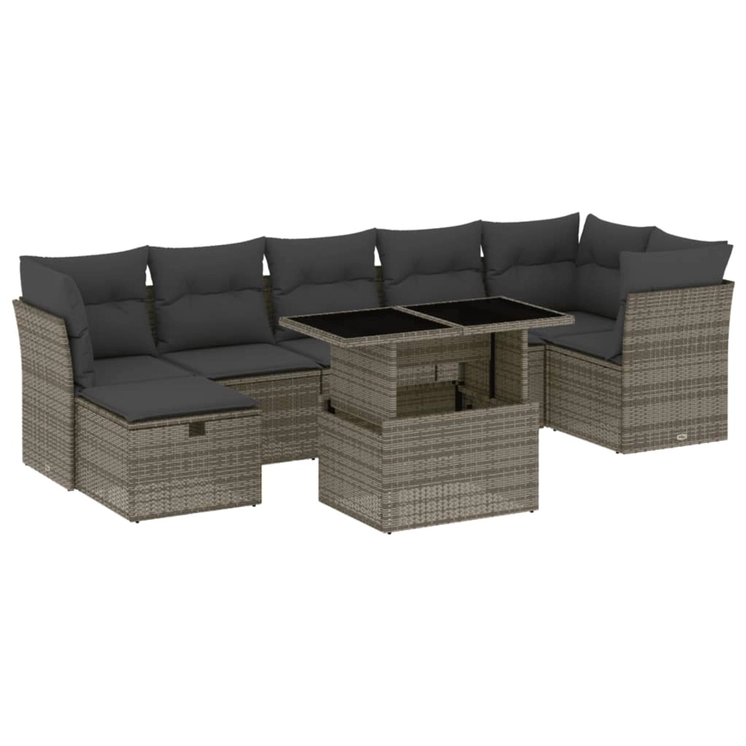vidaXL 8-Tlg Garten-Sofagarnitur mit Kissen Grau Poly Rattan 3274670 günstig online kaufen