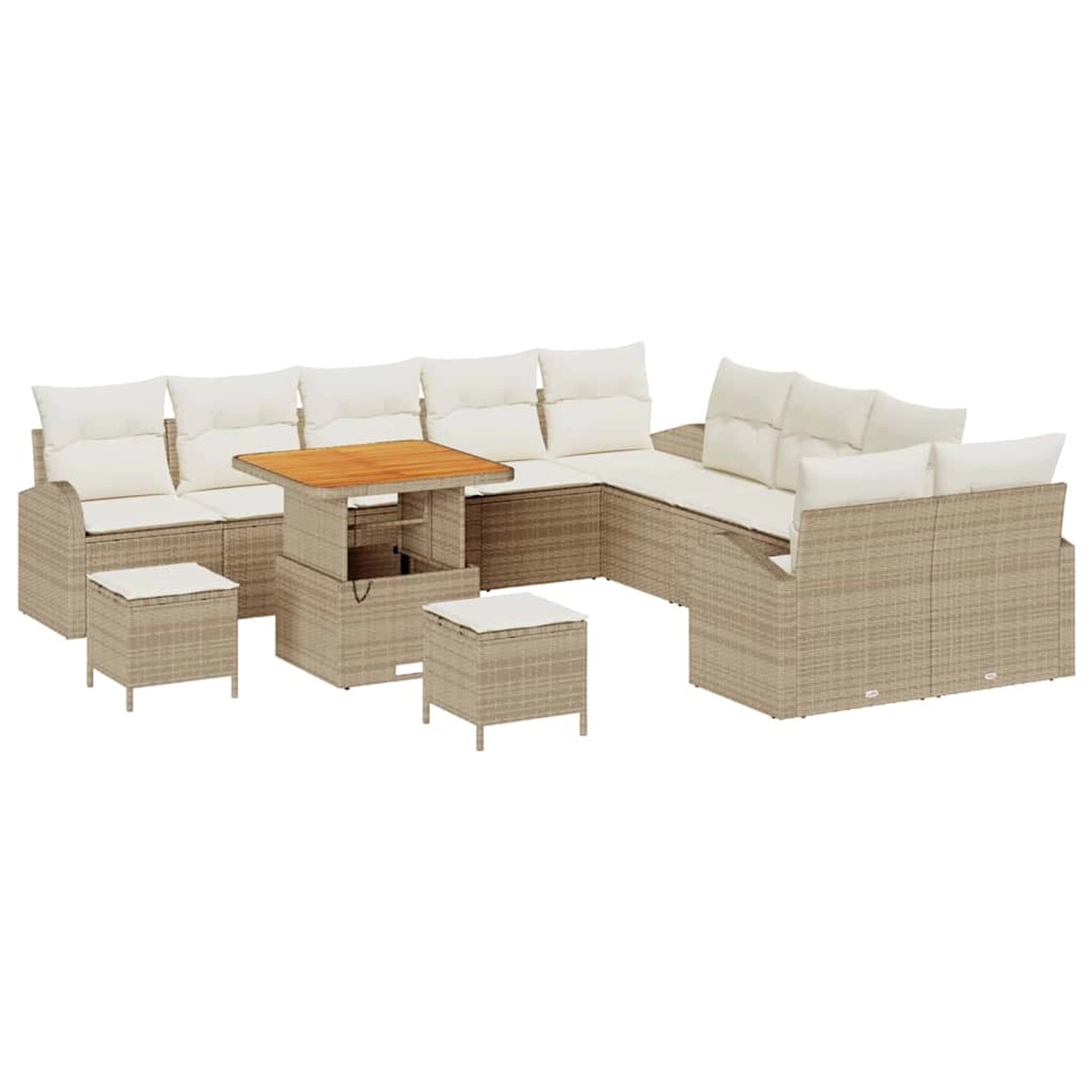 vidaXL Garten-Sofa-Set mit Kissen 13-Tlg Beige Poly Rattan 3362451 günstig online kaufen