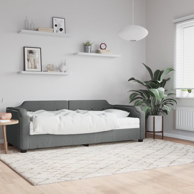 vidaXL Gästebett Tagesbett mit Matratze Dunkelgrau 90x200 cm Stoff Gästebet günstig online kaufen