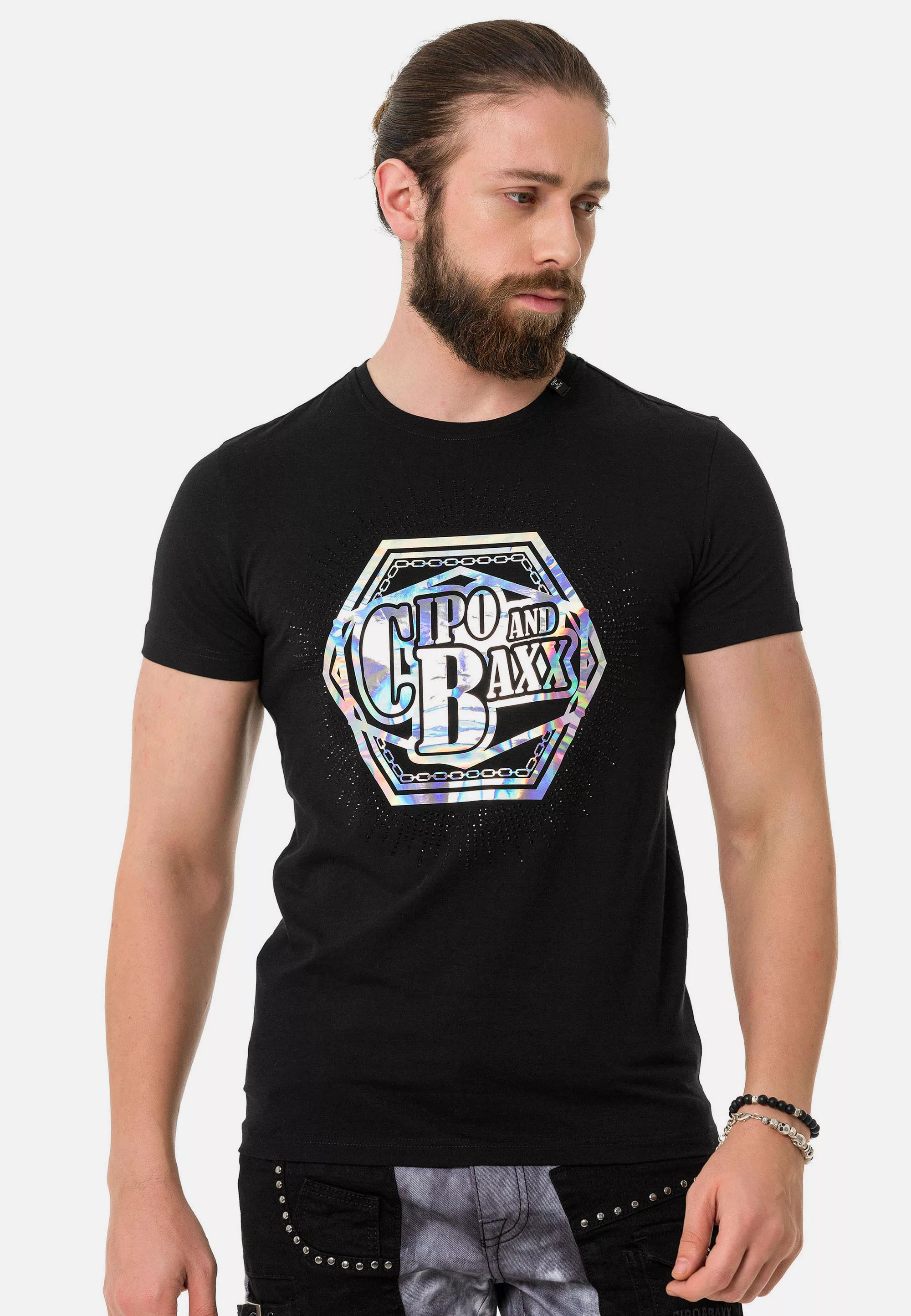 Cipo & Baxx T-Shirt, mit farbenfrohem Marken-Schriftzug günstig online kaufen