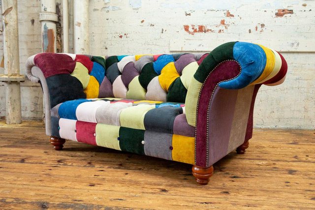 Xlmoebel Sofa Neues buntes Zweisitzer-Sofa aus Textil Chesterfield Design C günstig online kaufen