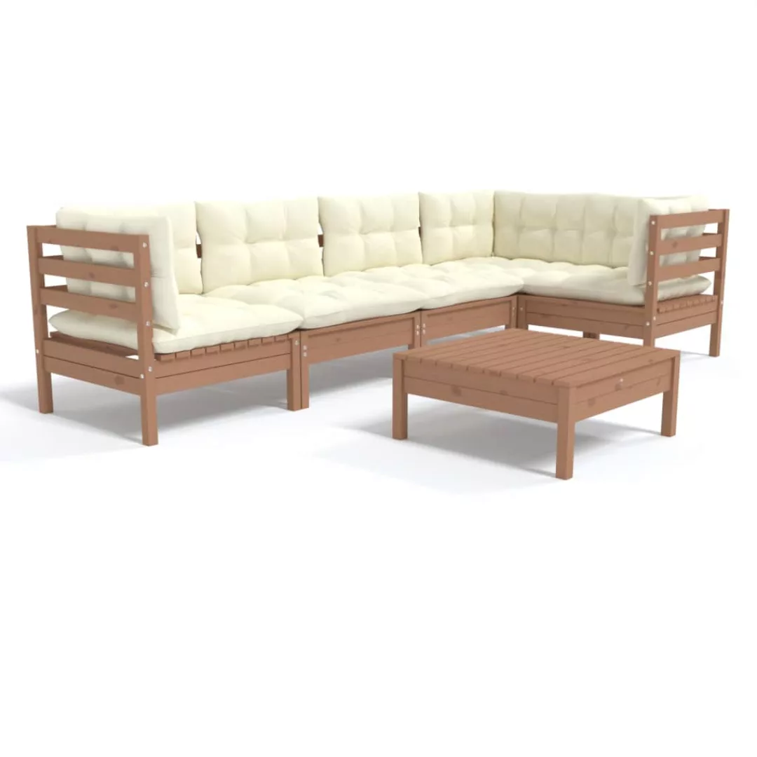 6-tlg. Garten-lounge-set Mit Kissen Honigbraun Kiefernholz günstig online kaufen