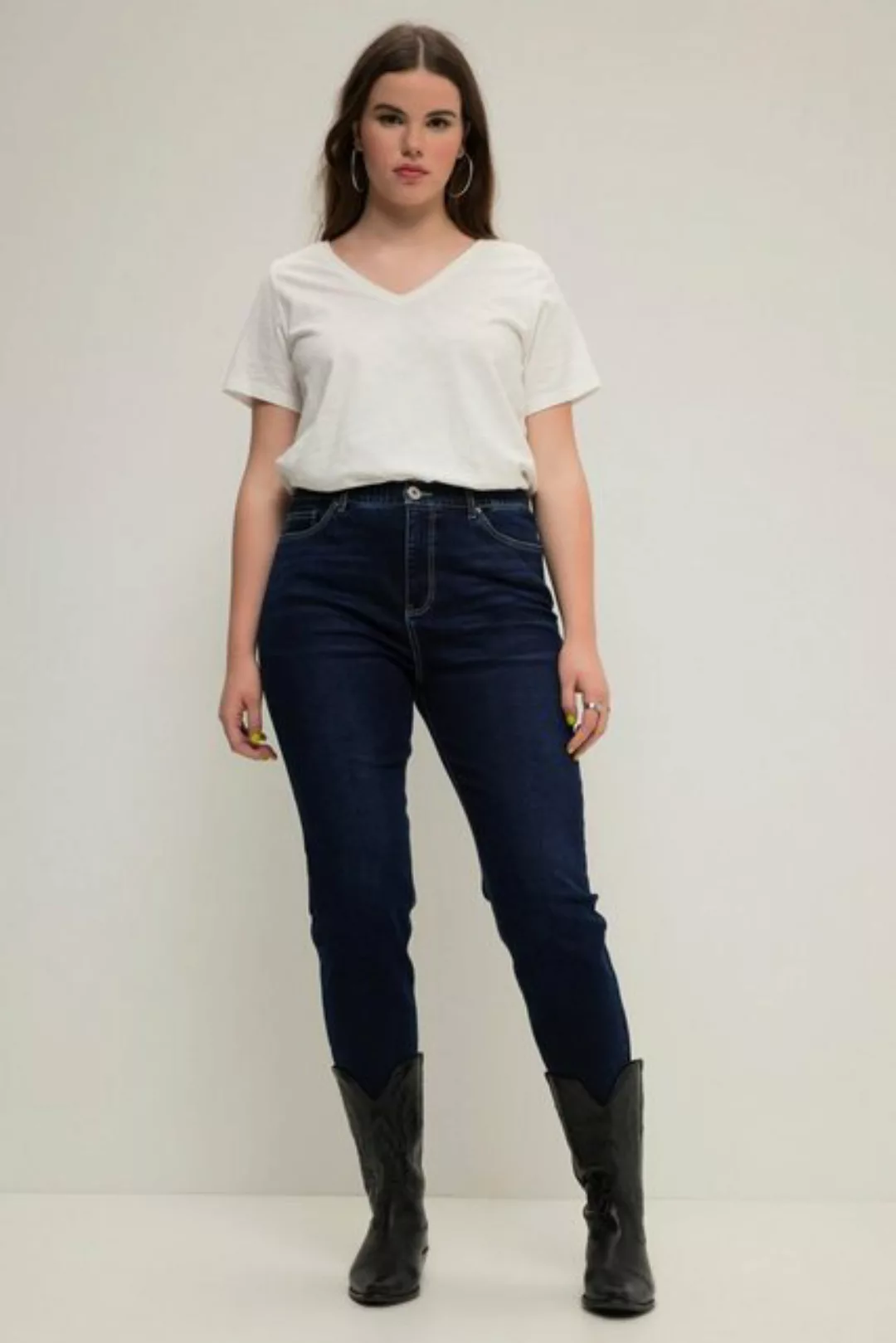 Studio Untold Funktionshose Mom-Jeans Color-Nähte 5-Pocket Elastikbund Zipp günstig online kaufen