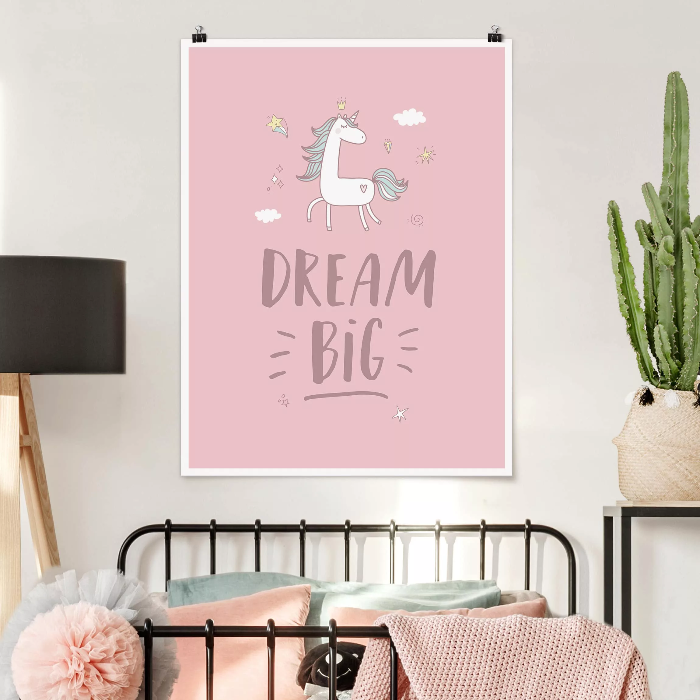 Poster - Hochformat Dream big Unicorn günstig online kaufen