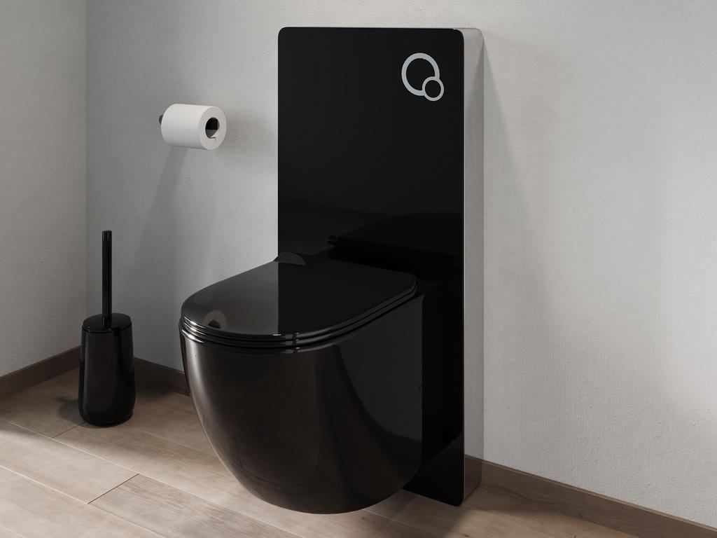 Sparset - Wand-WC mit dekorativem Trägergestell - Schwarz glänzend - JAVOIN günstig online kaufen