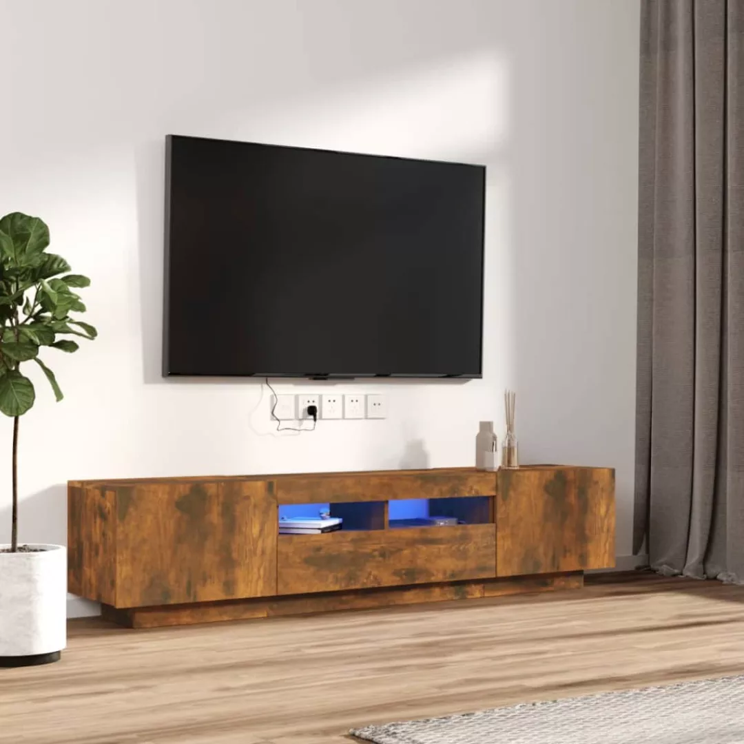 Vidaxl 2-tlg. Tv-schrank-set Led-leuchten Räuchereiche Holzwerkstoff günstig online kaufen