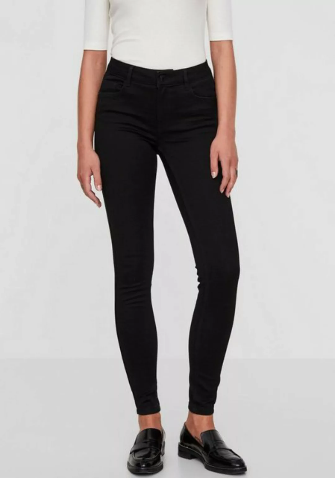 Vero Moda Damen Jeans VMSEVEN NW S SHAPE UP JEANS VI506 - Skinny Fit - Schw günstig online kaufen