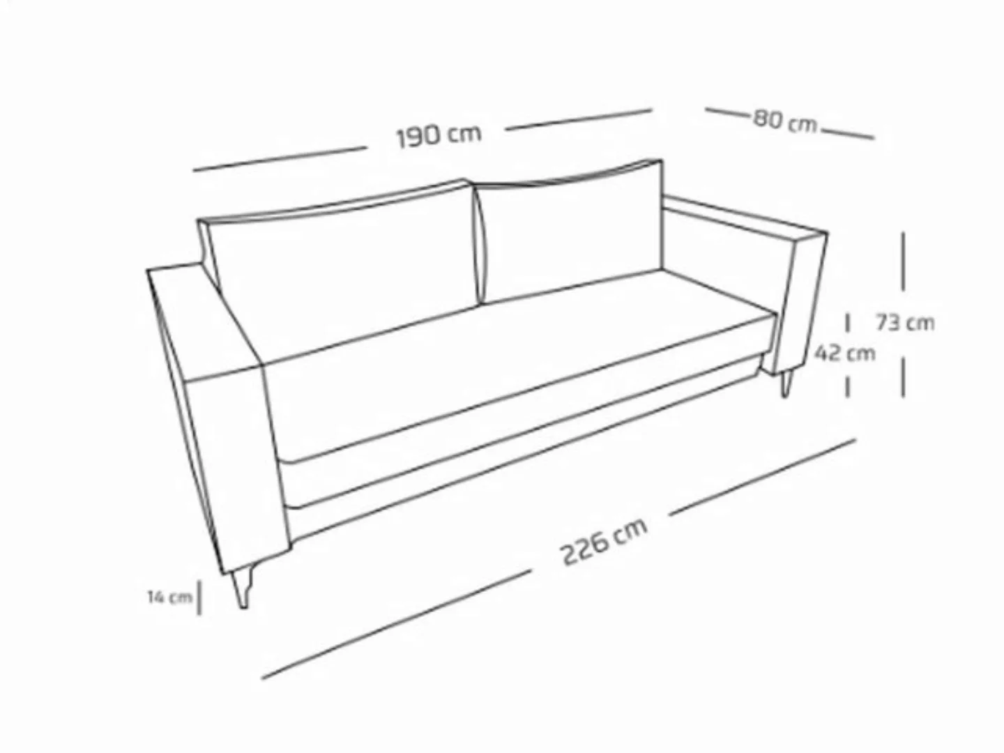 NEXT COLLECTION Schlafsofa Sofa mit Schlaffunktion TAMARA, B:226/H:73/T:80c günstig online kaufen