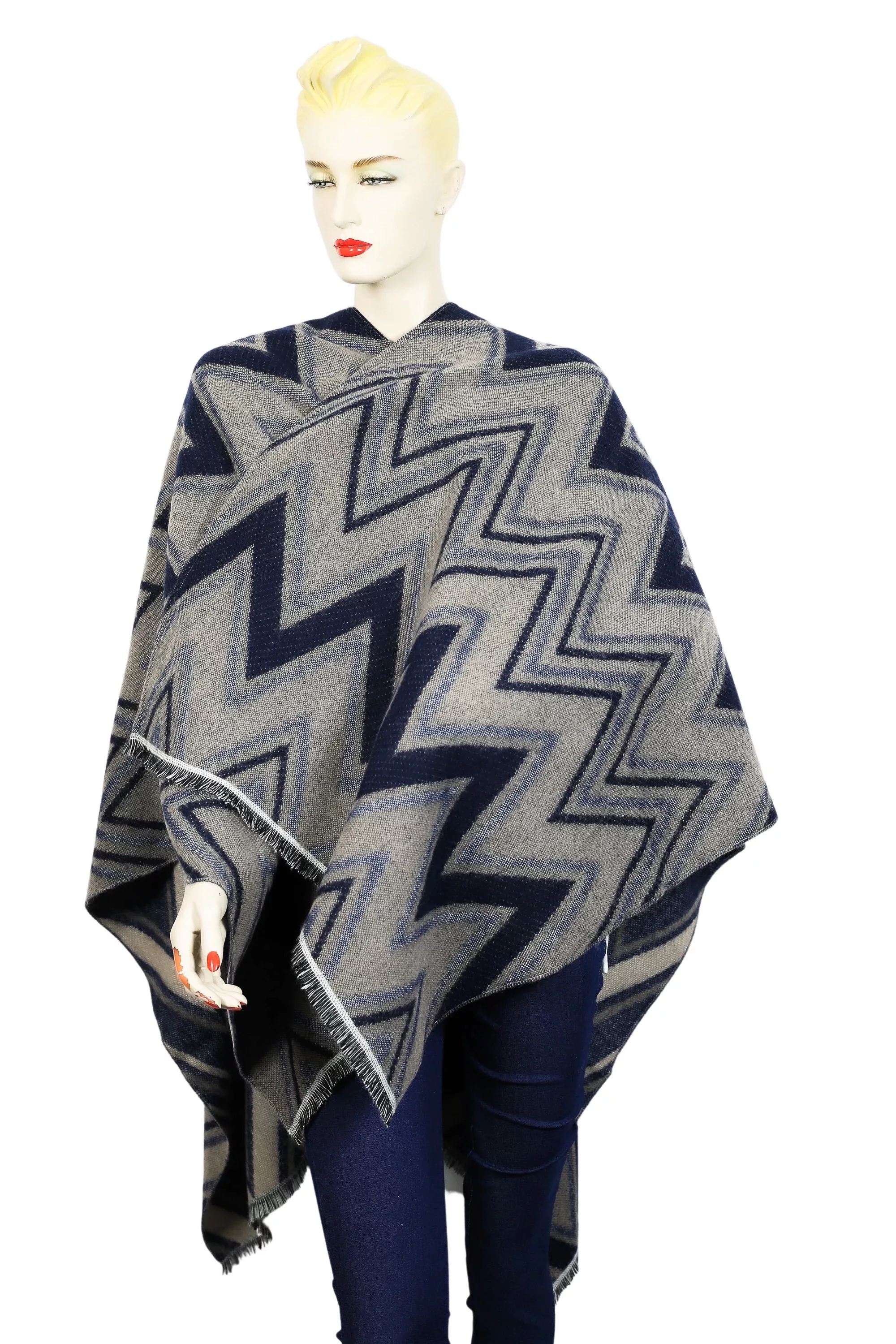 COLLEZIONE ALESSANDRO XXL-Schal "Marcia", Poncho im Zick-Zack Design günstig online kaufen