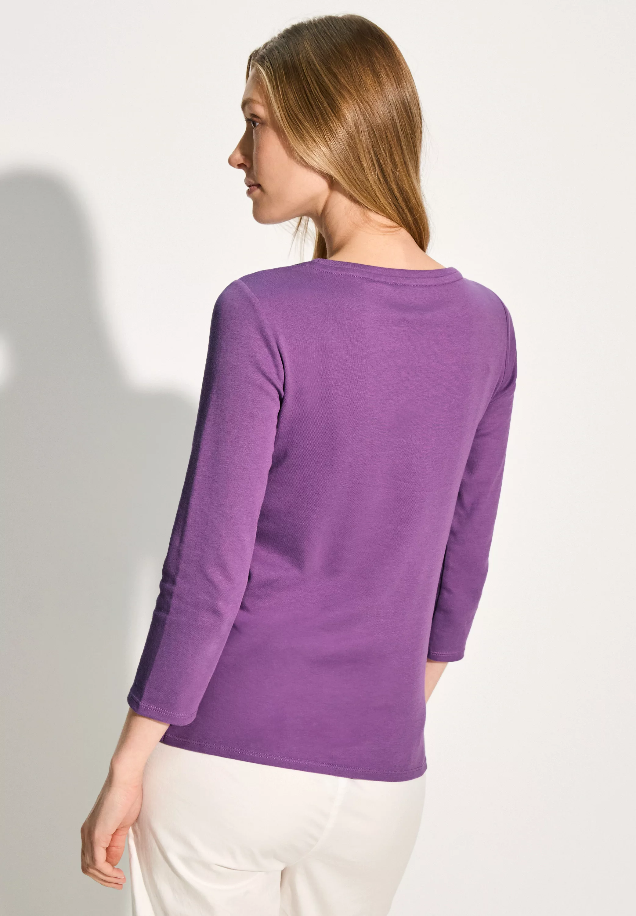 Cecil 3/4-Arm-Shirt Cecil Basic T-Shirt in Unifarbe in Iced Violet (1-tlg) günstig online kaufen