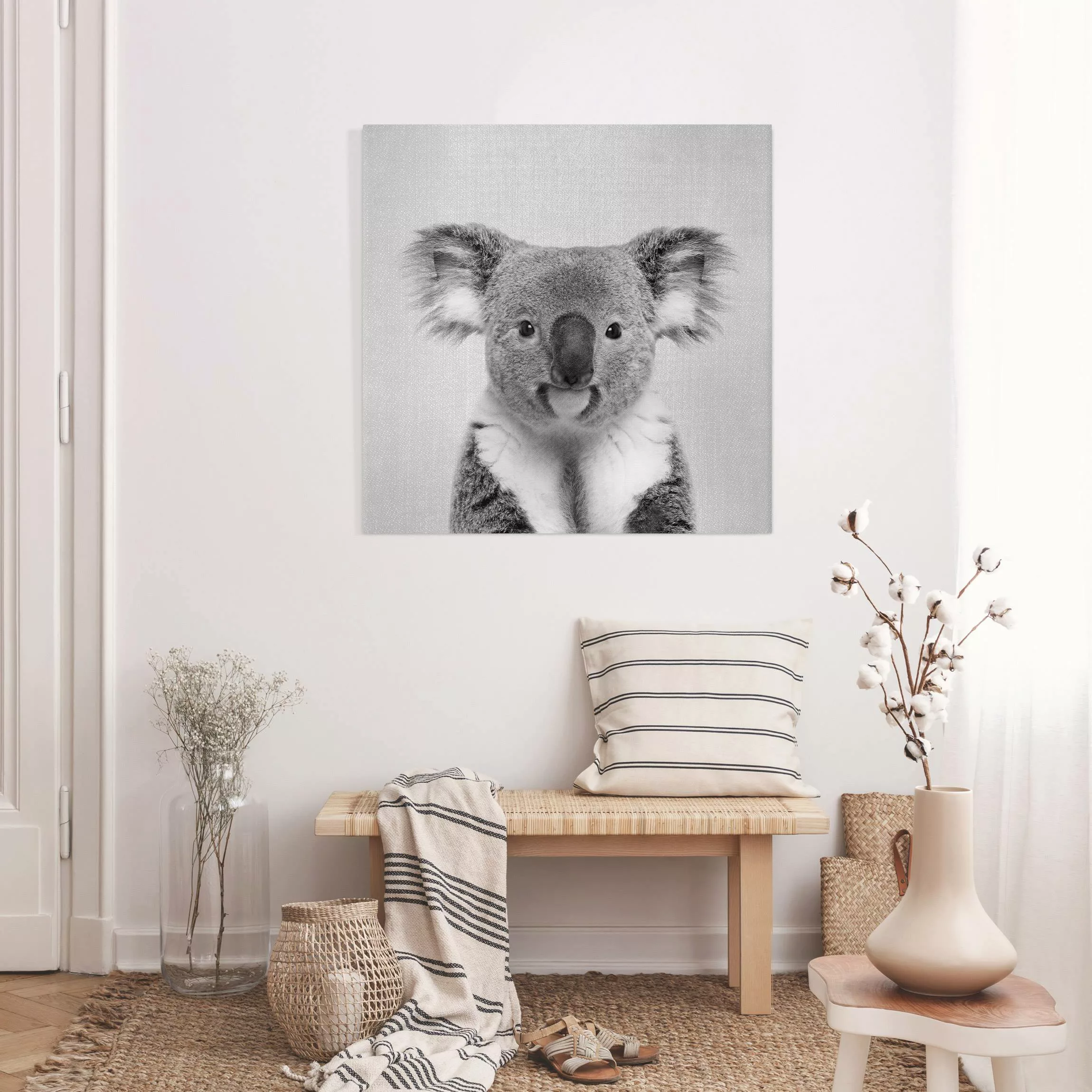 Leinwandbild Koala Klaus Schwarz Weiß günstig online kaufen