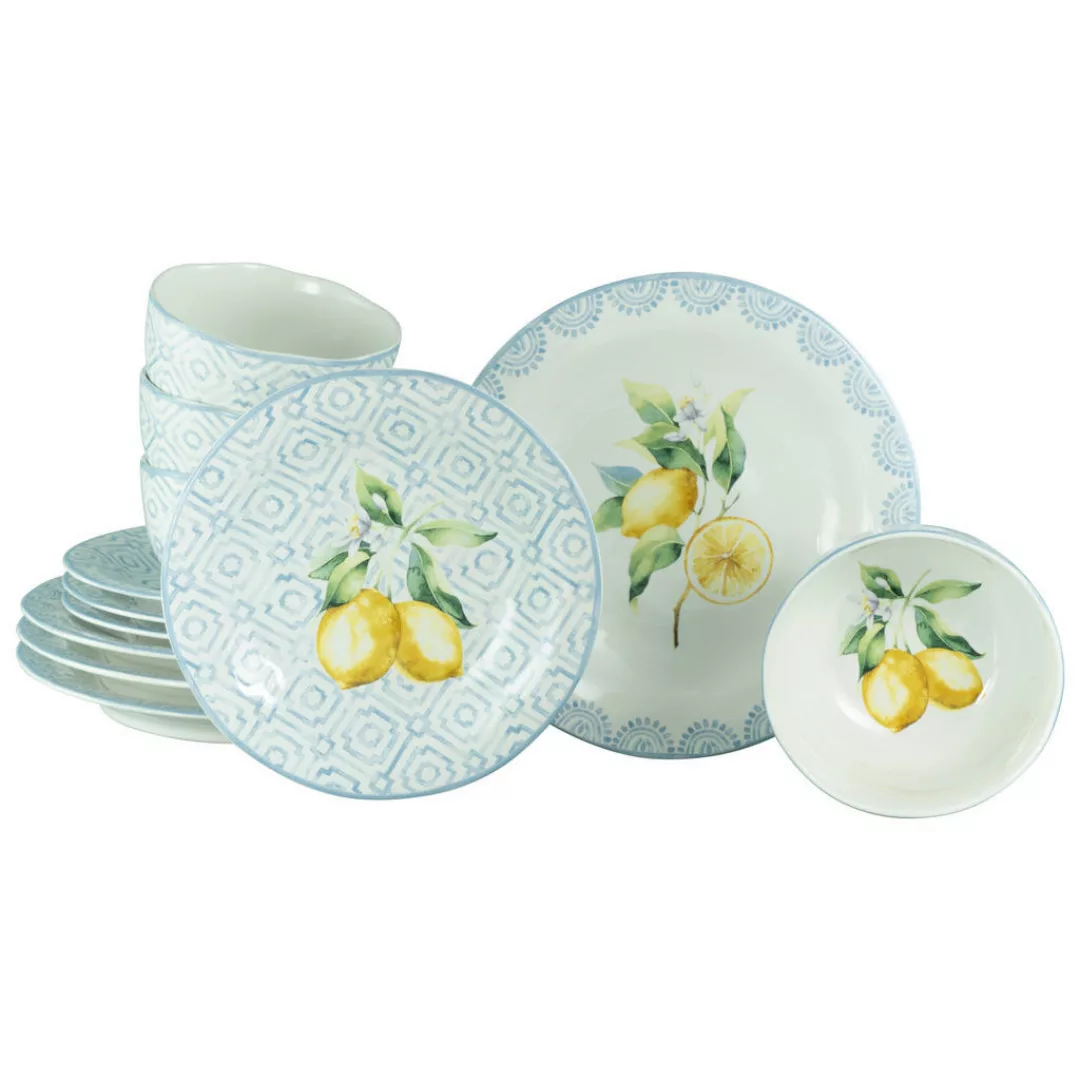 CreaTable Tafelservice Lemoncello bunt Steinzeug 12 tlg. günstig online kaufen