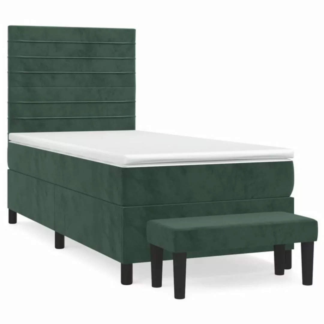 vidaXL Boxspringbett Boxspringbett mit Matratze und Fusshocker Samt (90 x 1 günstig online kaufen