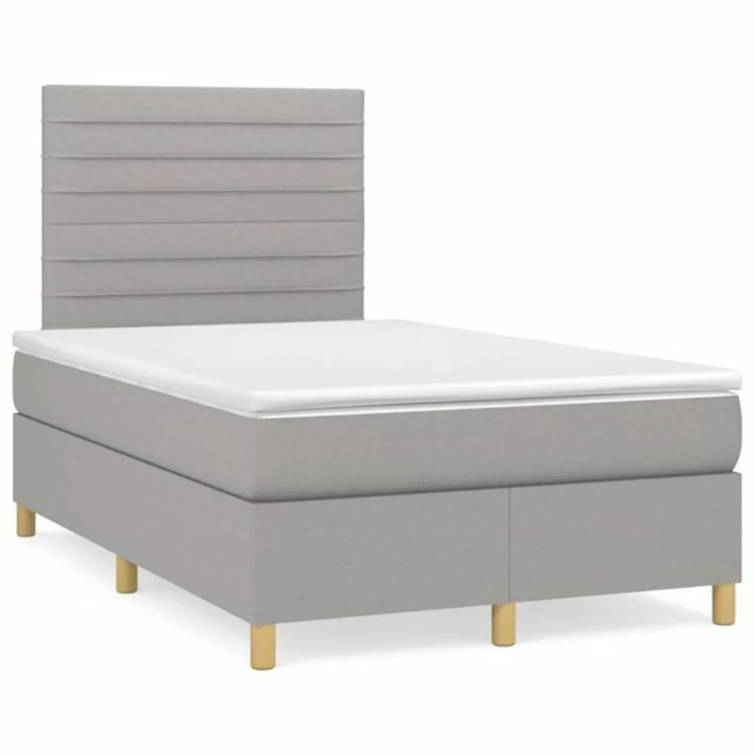 furnicato Bettgestell Boxspringbett mit Matratze Hellgrau 120x200 cm Stoff günstig online kaufen