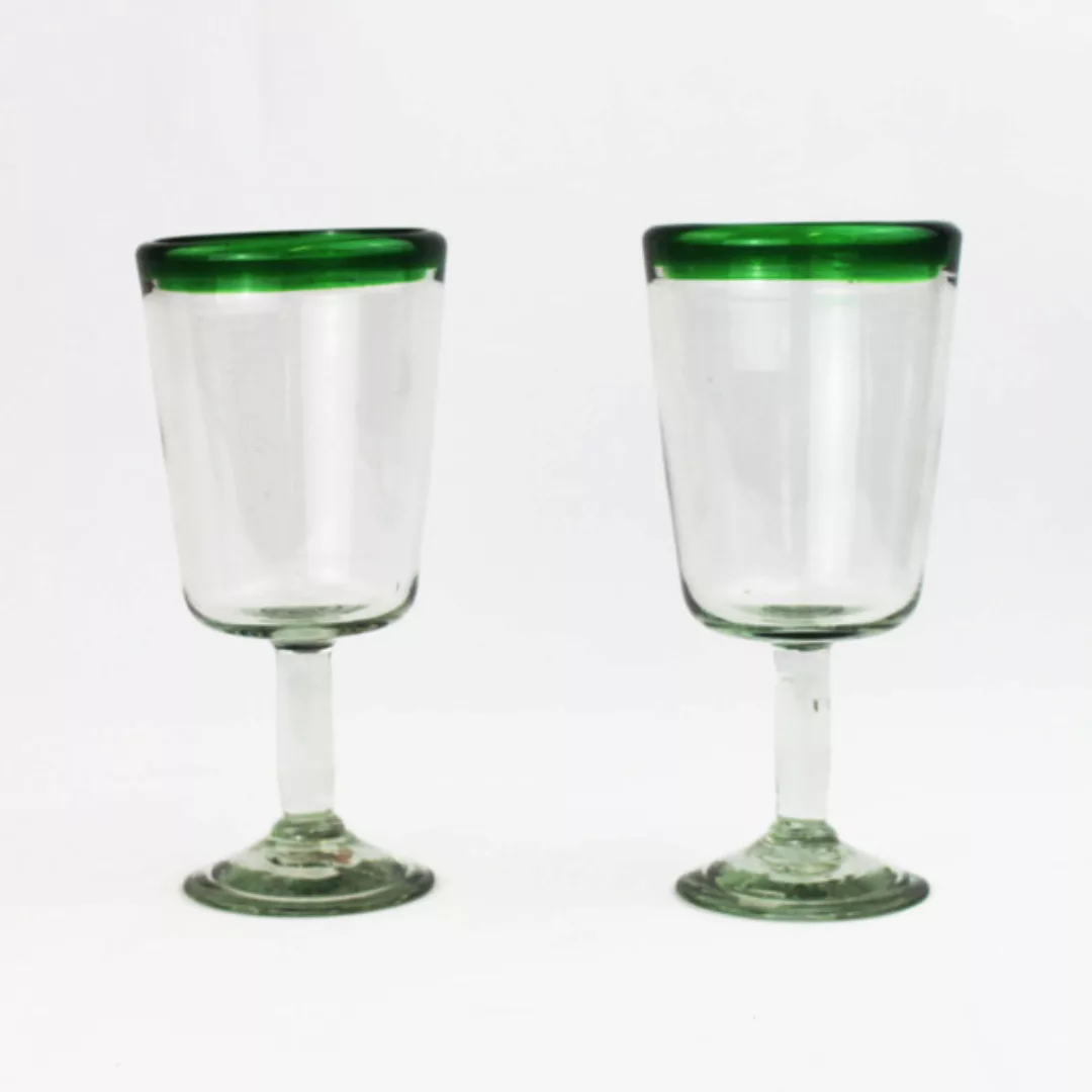Cocktailgläser 2er Set Grüner Rand, Mundgeblasene Gläser günstig online kaufen